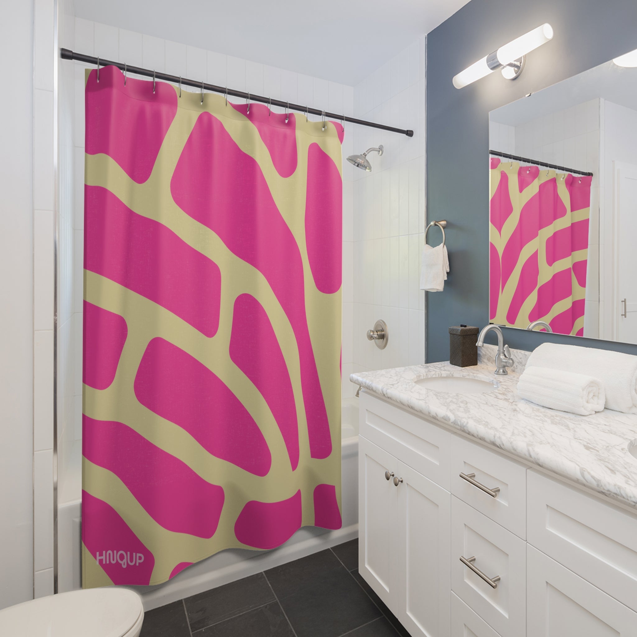 Mexican Concha Bread Tasty Pink Vibrant Modern Shower Curtain, Colorful Bath Decor, Pink Abstract Design, Unique Bathroom Accessory, Home Essentials, Gifts for Her