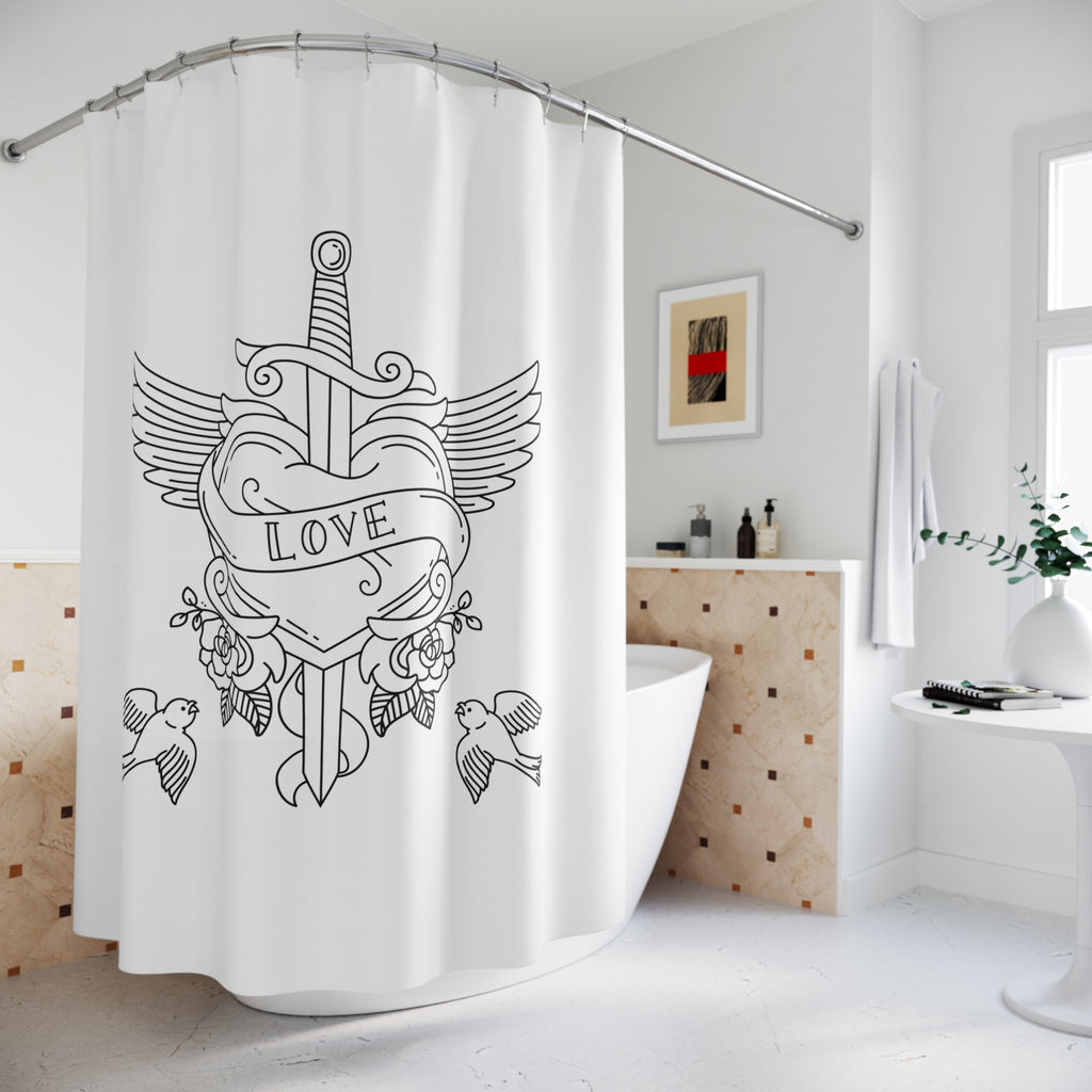 Tattoo Stabbed Heart Shower Curtain