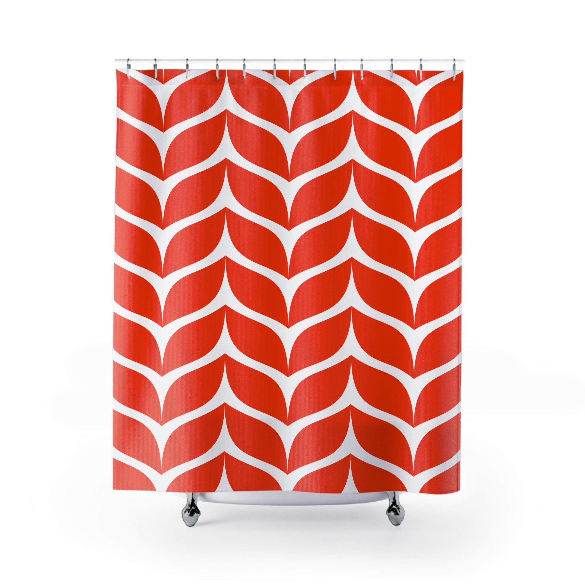 Red Whale Tails Pattern Shower Curtain