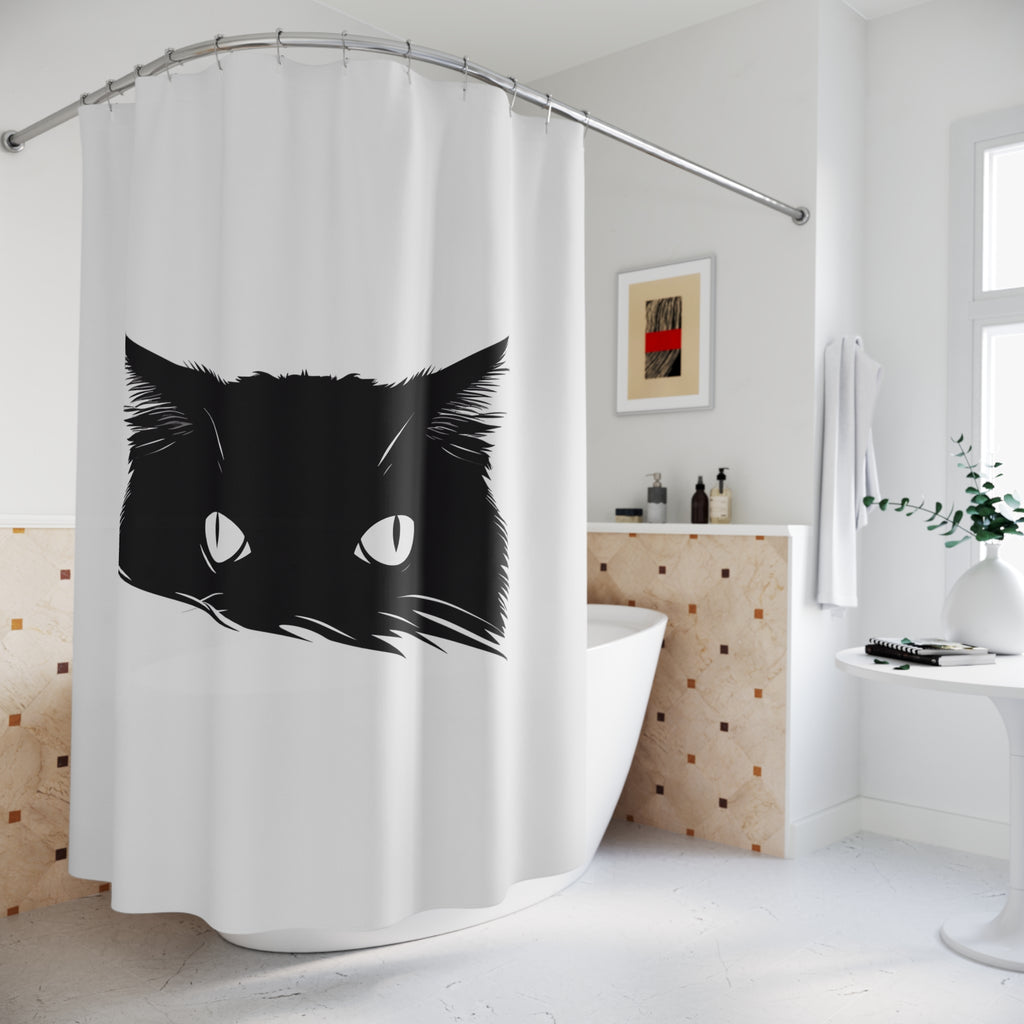 Black Cat Shower Curtain, Mysterious Bathroom Decor, Cat Lover Gift, Gothic Bathroom Accessory, Unique Home Accent