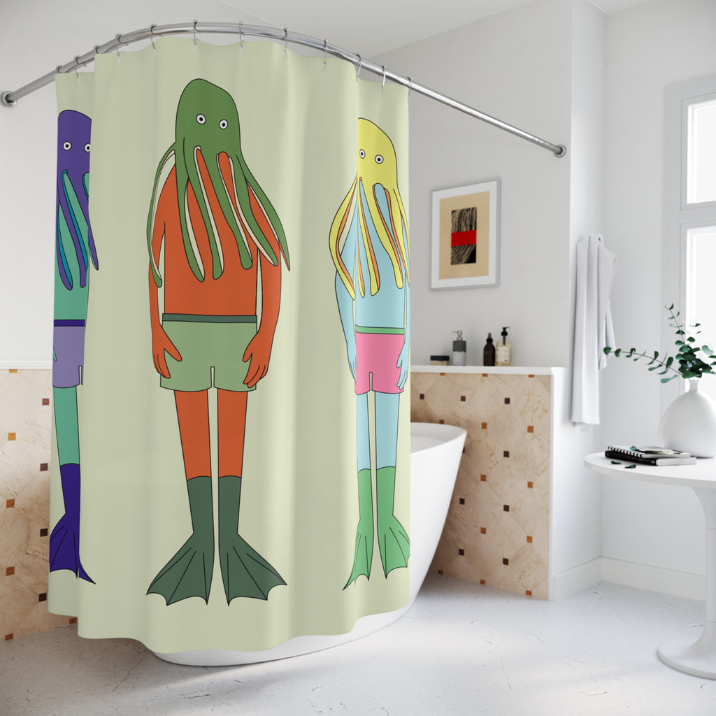 Whimsical Octopus Shower Curtain, Ocean Vibe Bathroom Decor, Nautical Gift, Fun Shower Curtain for Kids, Unique Home Accessory