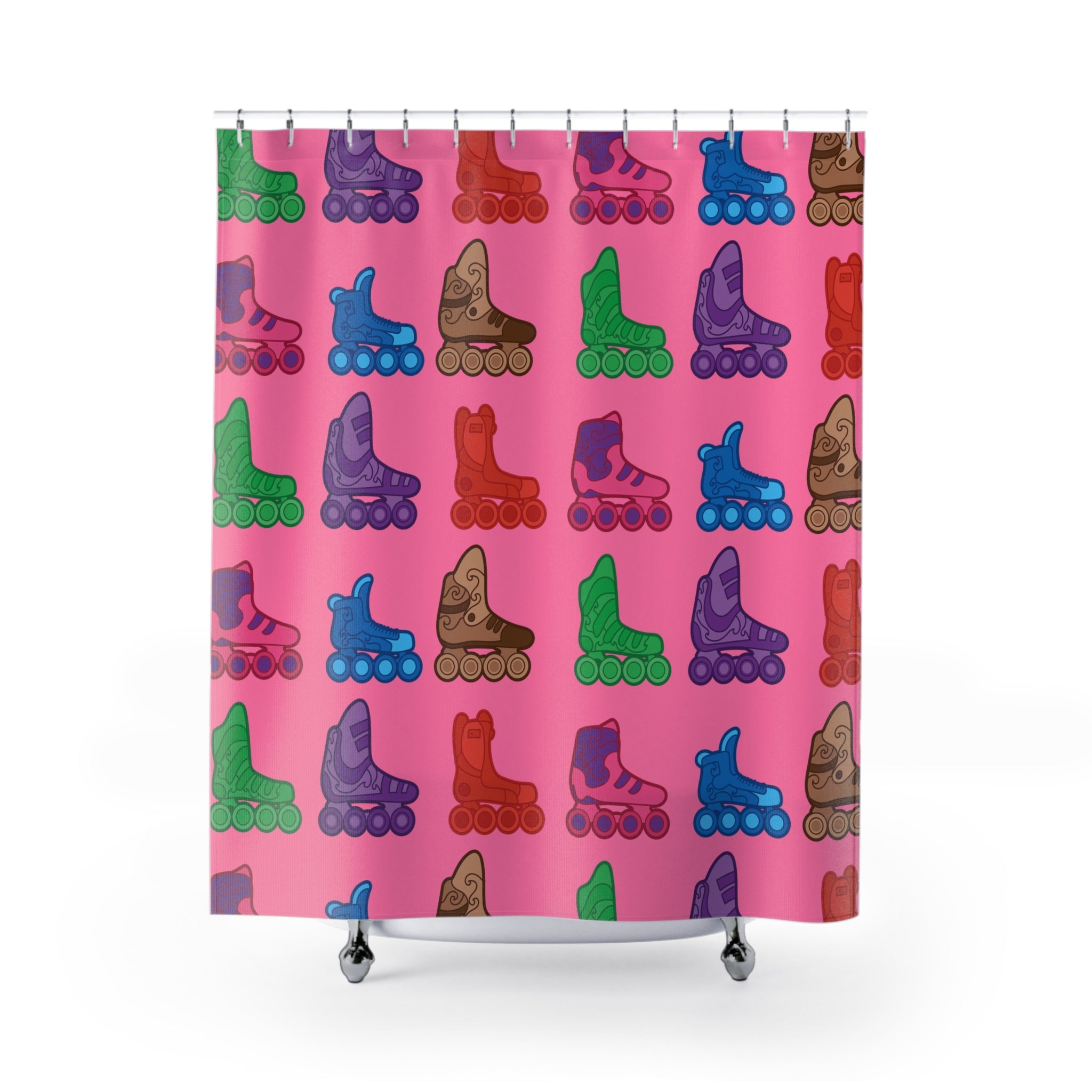 Retro Roller Skater Shower Curtain, Fun Bath Decor, Kids Bathroom, Vintage Style, Gift for Skate Lovers, Home Accessory