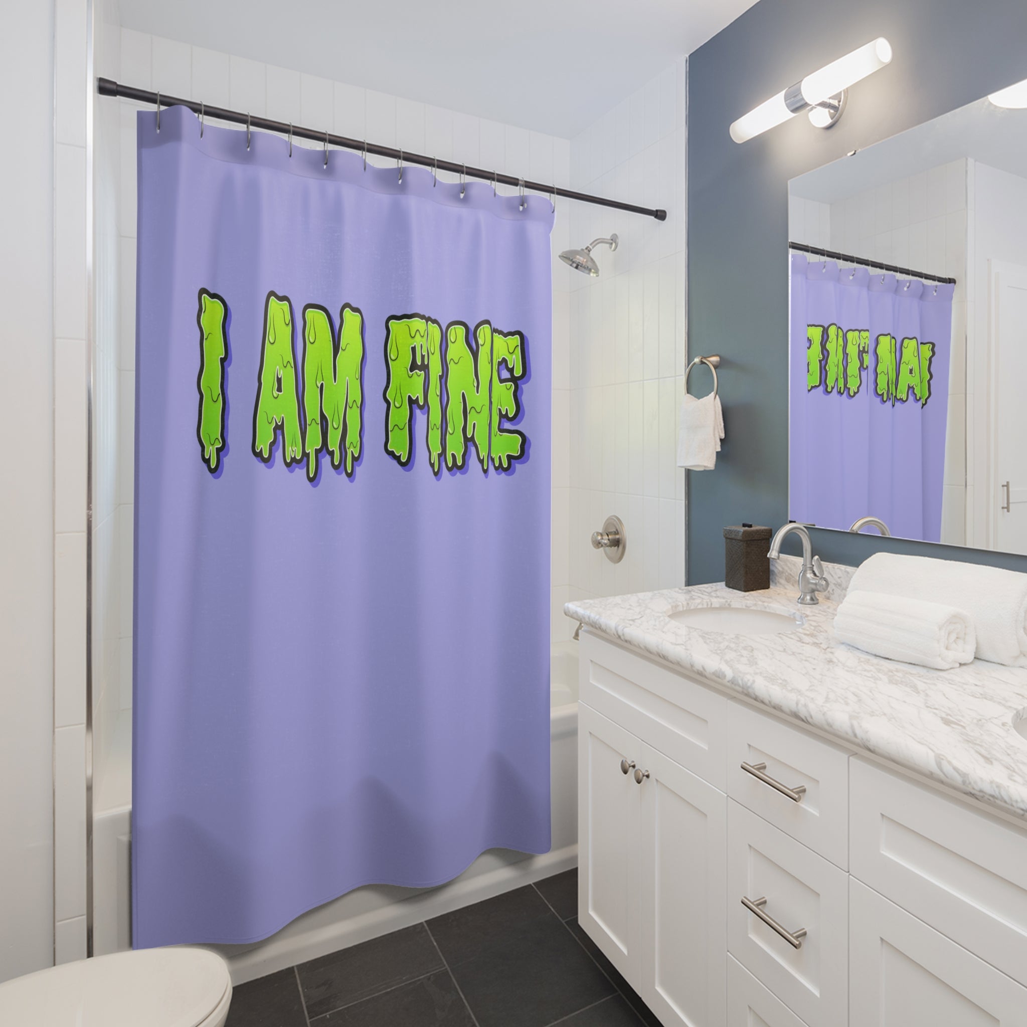Ghoulish Humor Shower Curtain, Fun Bathroom Decor, Halloween Vibes, Quirky Gift for Friends, Unique Home Accent, Playful Design