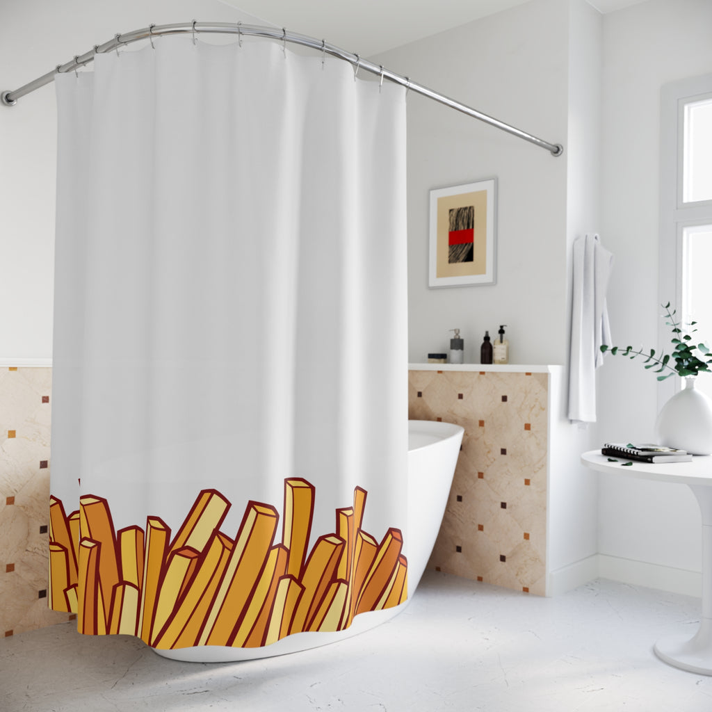 Fries-Inspired Shower Curtain, Fun Bathroom Decor, Kitchen Theme, Fast Food Lover Gift, Bright and Quirky Bathroom Accent