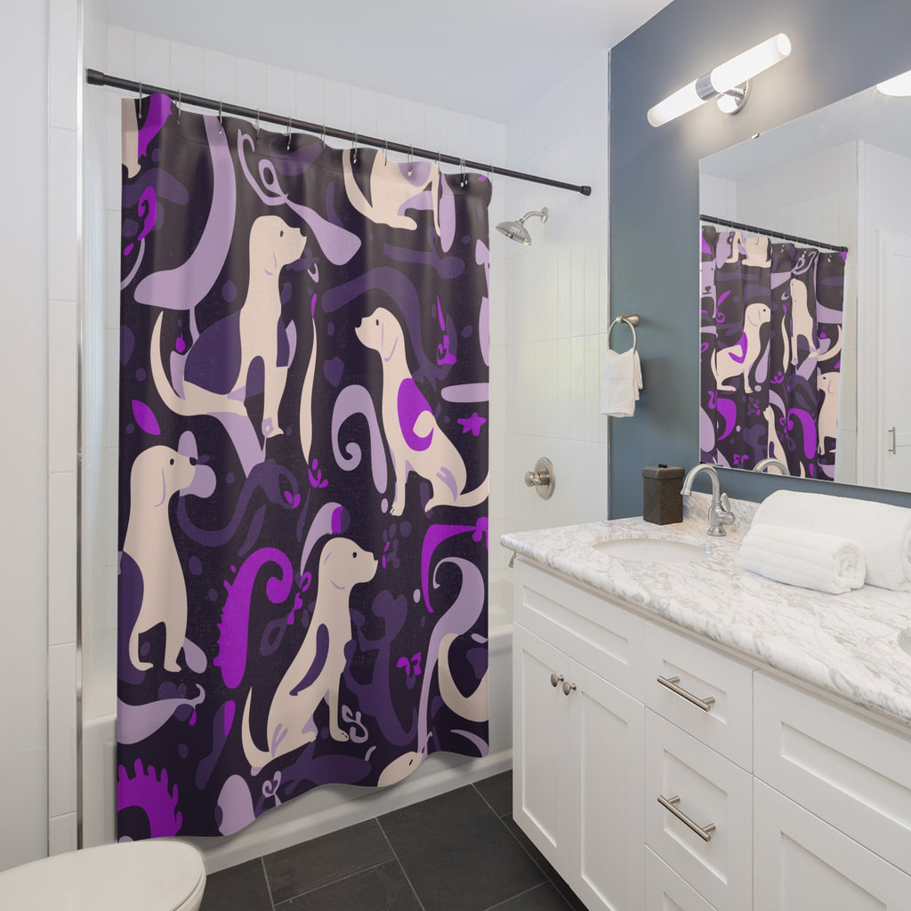 Whimsical Purplish Dog Swirl Shower Curtain
