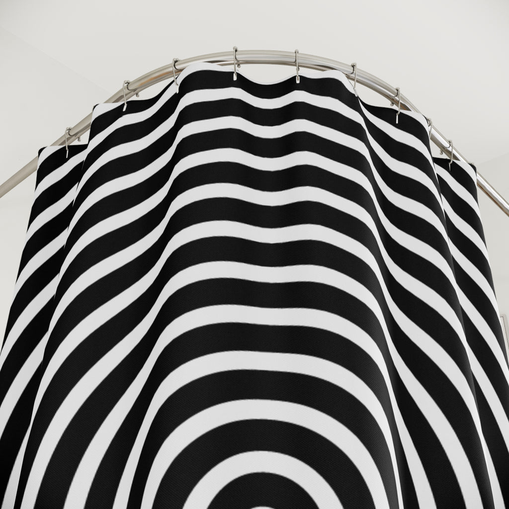 Modern Mega Spiral Geometric Shower Curtain, Minimalist Bathroom Decor, Black and White Stripes, Unique Gift Idea, Trendy Home Accessory