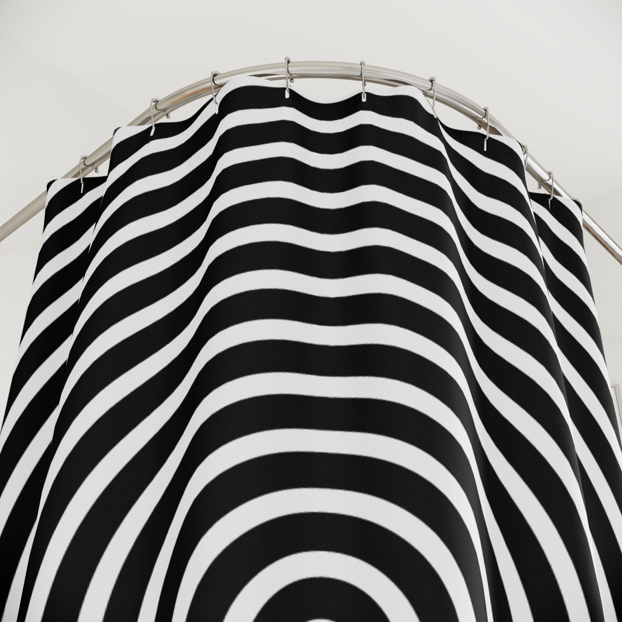 Modern Mega Spiral Geometric Shower Curtain, Minimalist Bathroom Decor, Black and White Stripes, Unique Gift Idea, Trendy Home Accessory