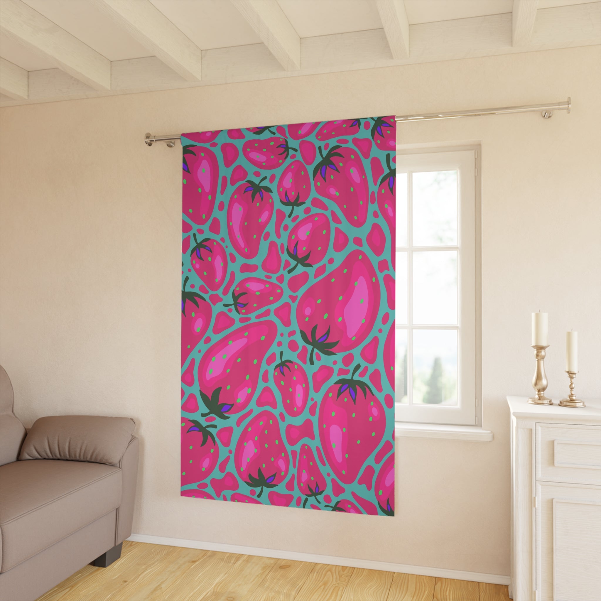 Strawberry Dreams Naturalish Pattern Blackout Window Curtain