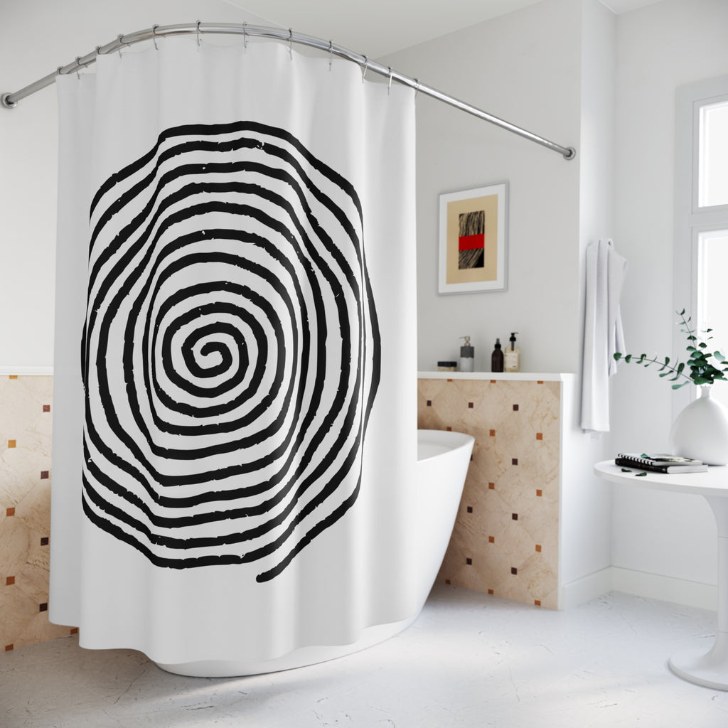 Stylish Minimalist Spiral Pattern Shower Curtain, Modern Bathroom Decor, Minimalist Home Accessory, Unique Gift for Housewarming, Bohemian Chic