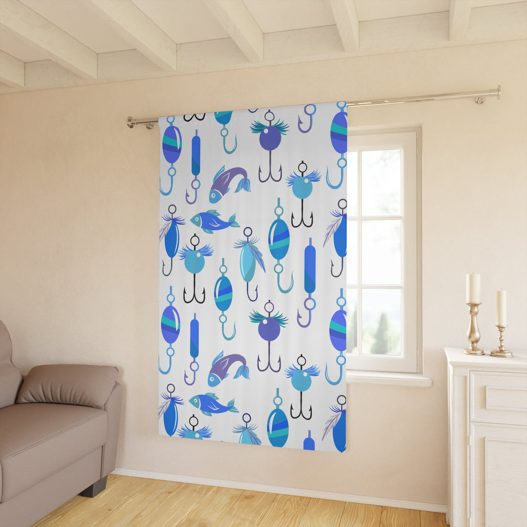 Morning Blue Fishing Blackout Window Curtain