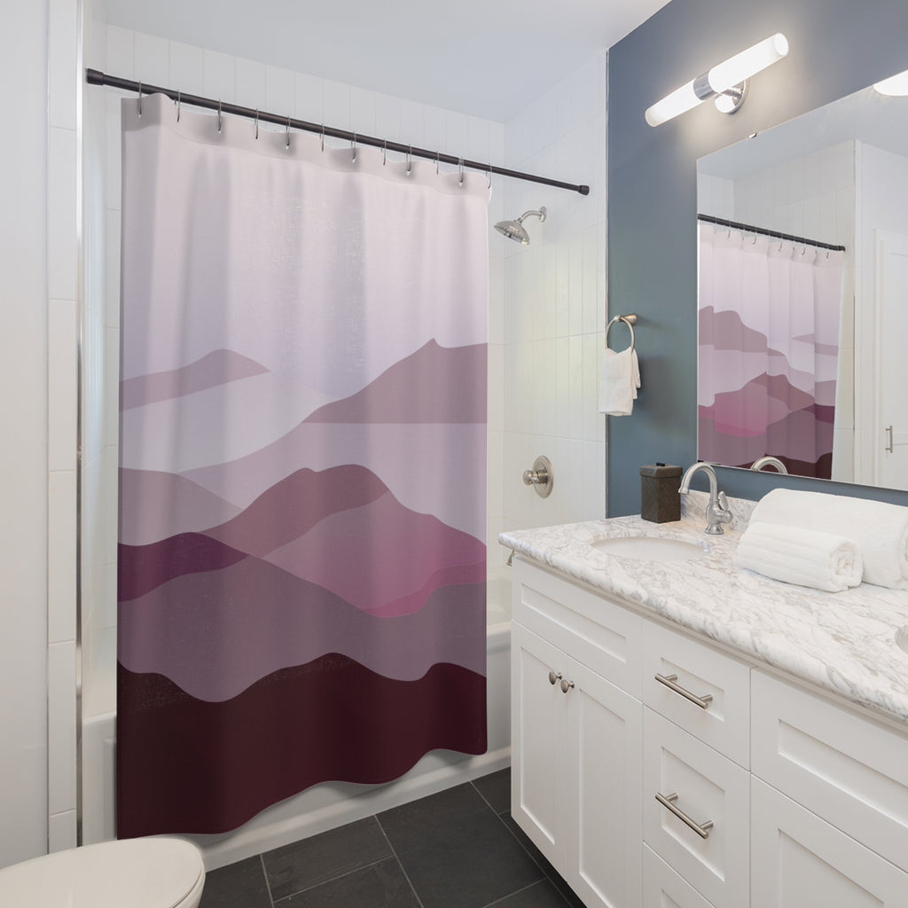 Serene Gradient Mountain Shower Curtain | Minimalist Bathroom Decor, Home Styling, Modern Wall Art, Gift for Her, Spa Vibes