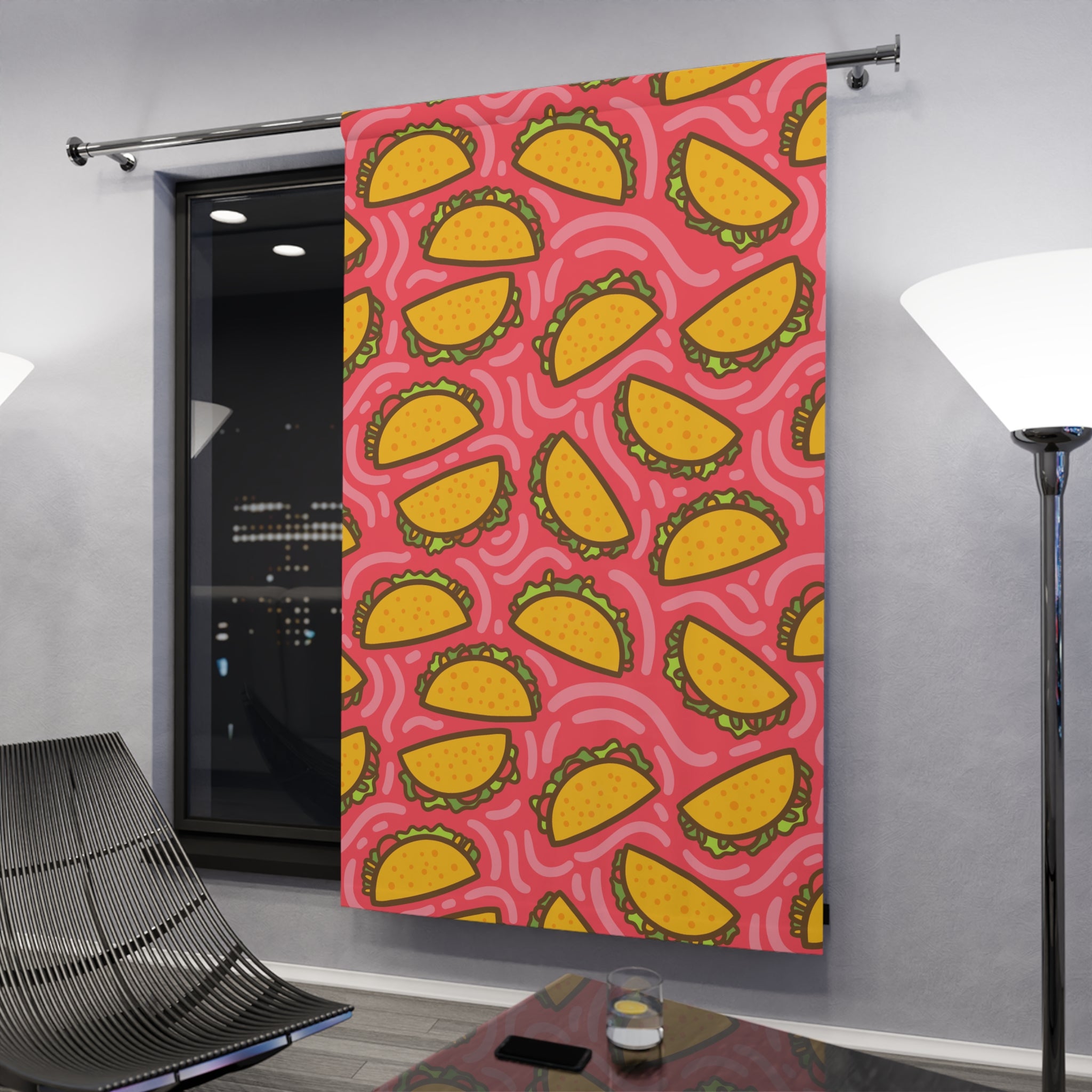 Crunch Taco Party Pattern Blackout Window Curtain