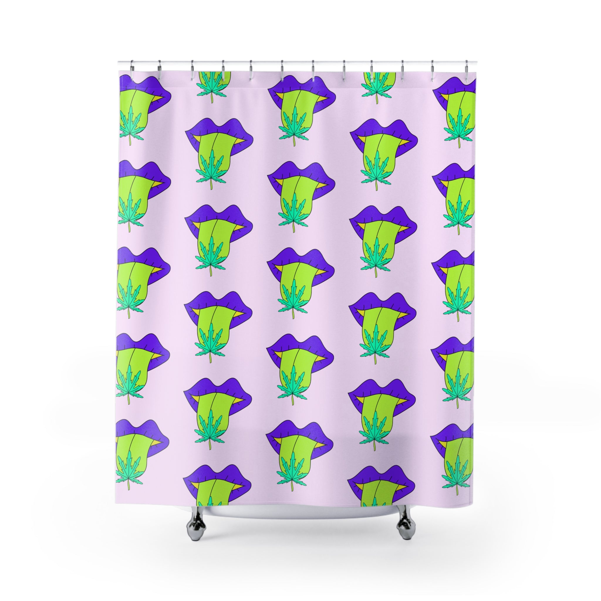 Colorful Funky Shower Curtain, Unique Boho Bathroom Decor, Vivid Plant Print, Vibrant Art for Home, Fun Gift for Art Lovers