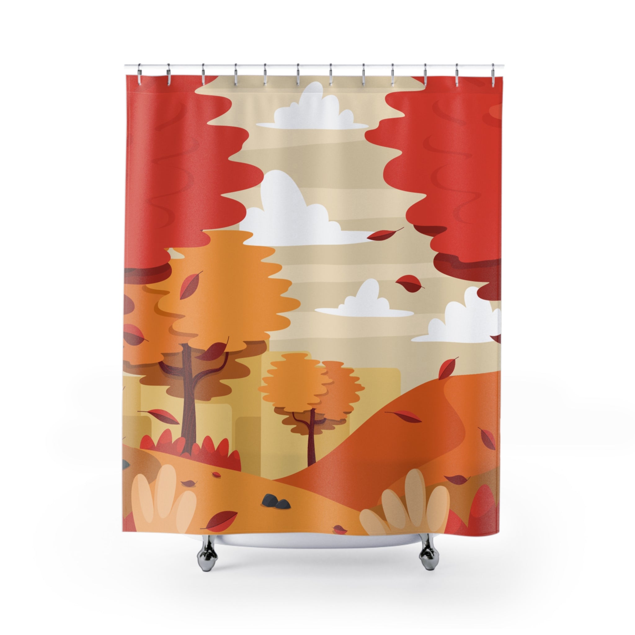 Autumn Landscape Shower Curtain, Fall Decor, Nature-Inspired Bathroom, Cozy Home Accent, Seasonal Shower Curtain