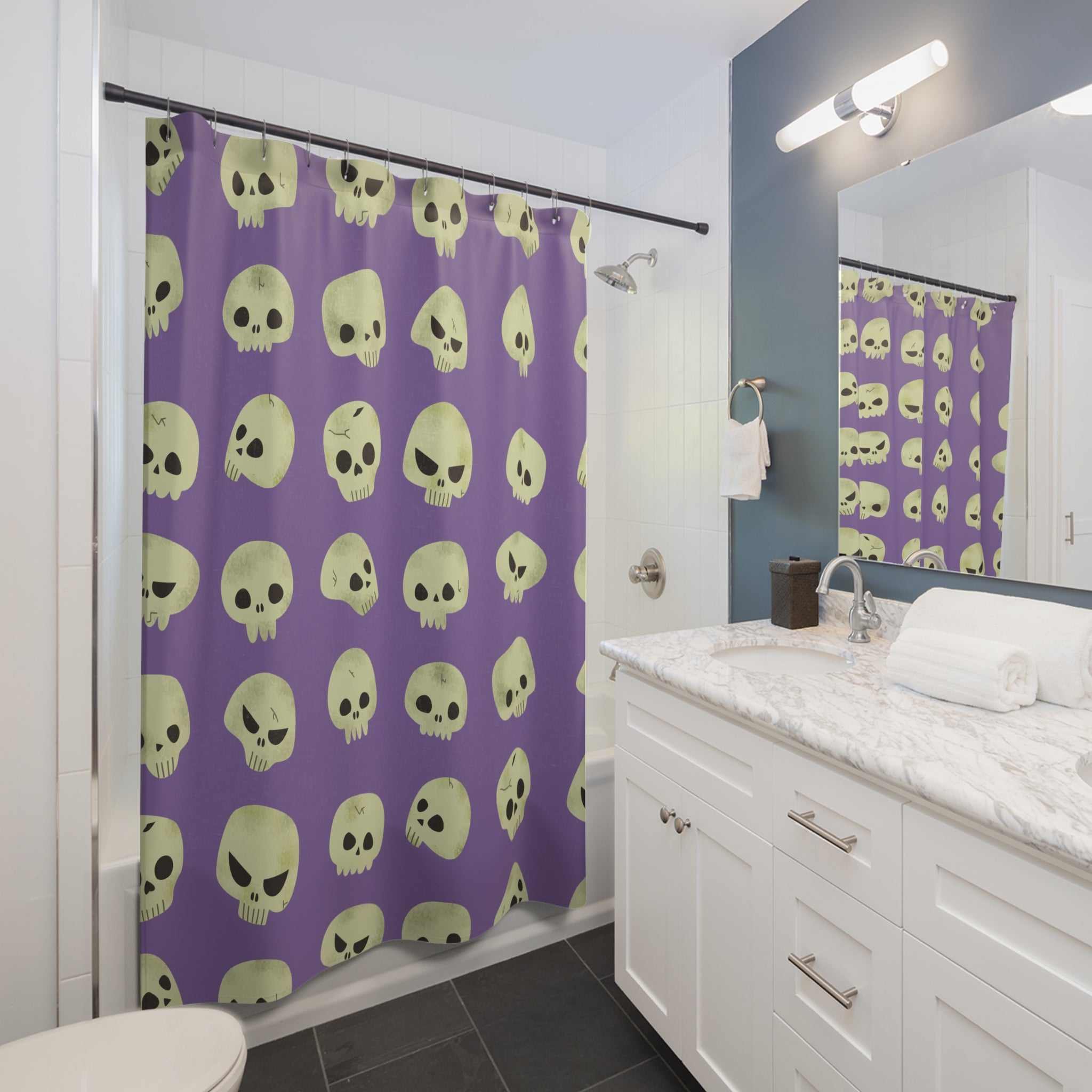 Gothic Skull Shower Curtain | Spooky Bathroom Decor, Halloween Home Accents, Unique Gift for Gothic Lovers, Trendy Bathroom Accessories