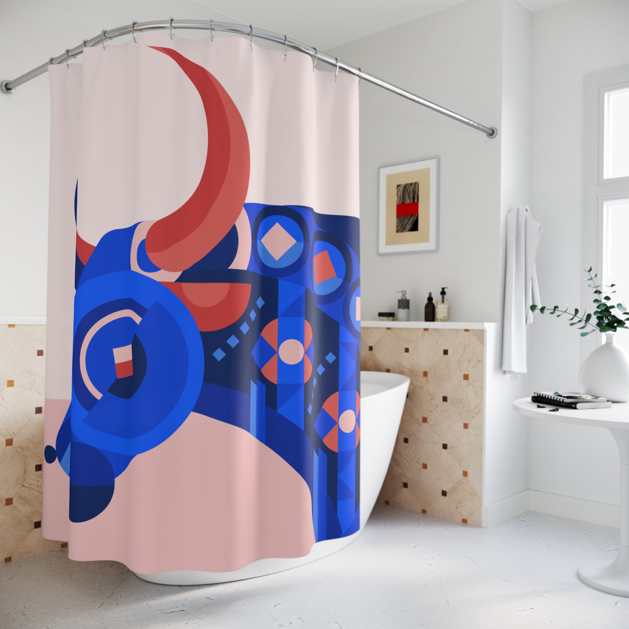 Colorful Bull Shower Curtain, Boho Home Decor, Bathroom Accessory, Unique Gift Idea, Farmhouse Style