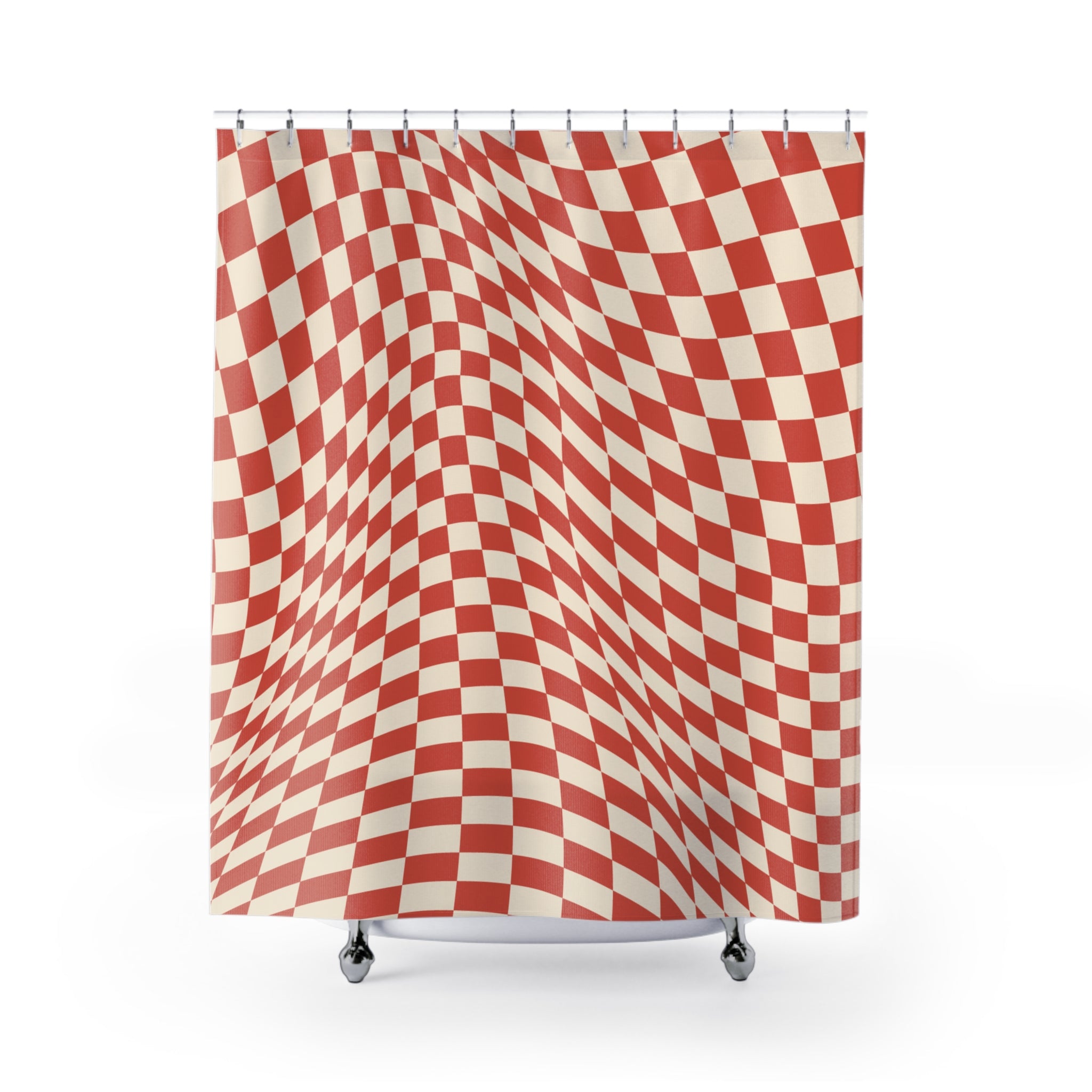 Checkerboard Sucker Vortex Shower Curtain