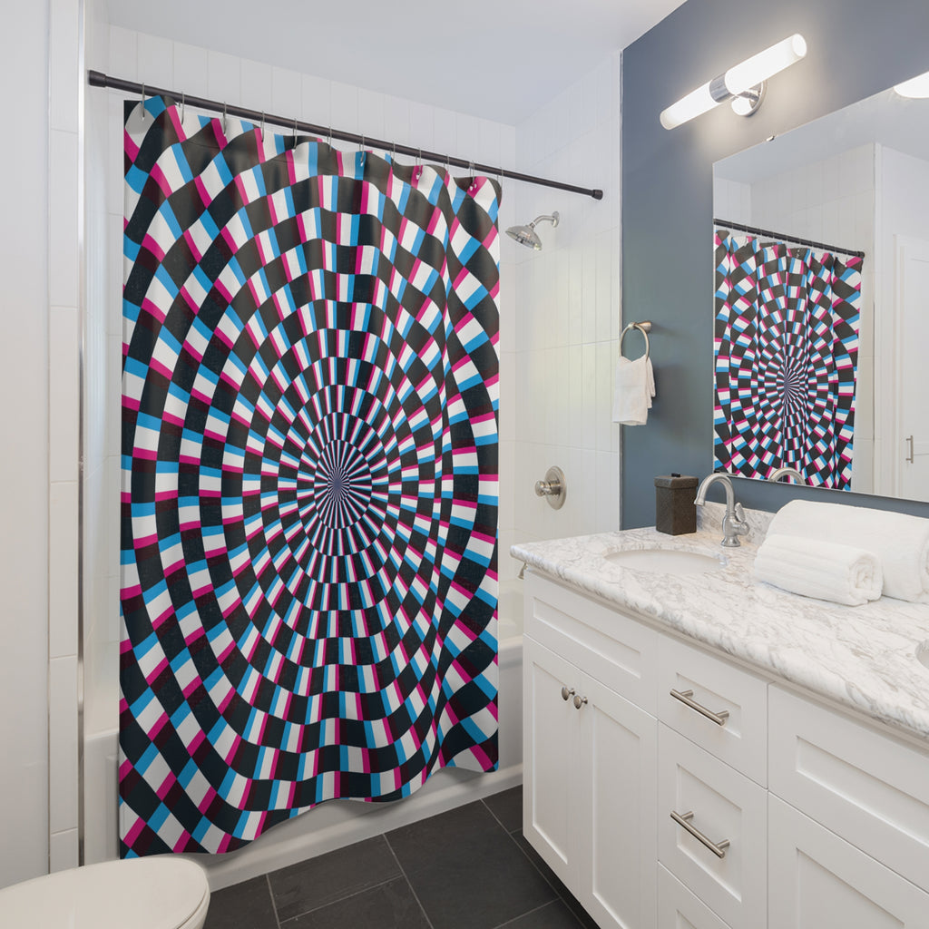 Spiral Optical Illusion Shower Curtain - Modern Bath Decor, Vibrant Bathroom Accessory, Gift for Homeowners, Unique Design
