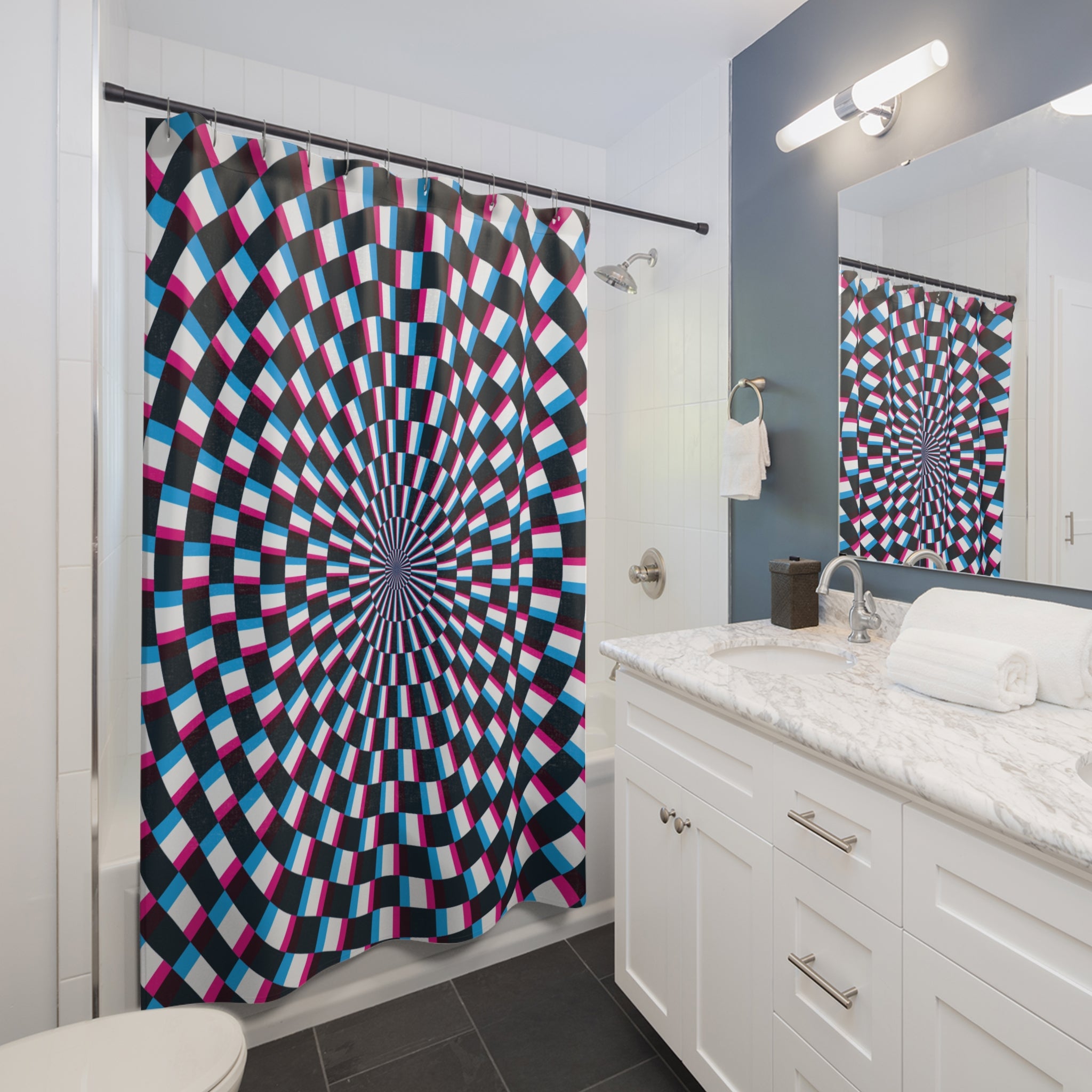 Spiral Optical Illusion Shower Curtain - Modern Bath Decor, Vibrant Bathroom Accessory, Gift for Homeowners, Unique Design