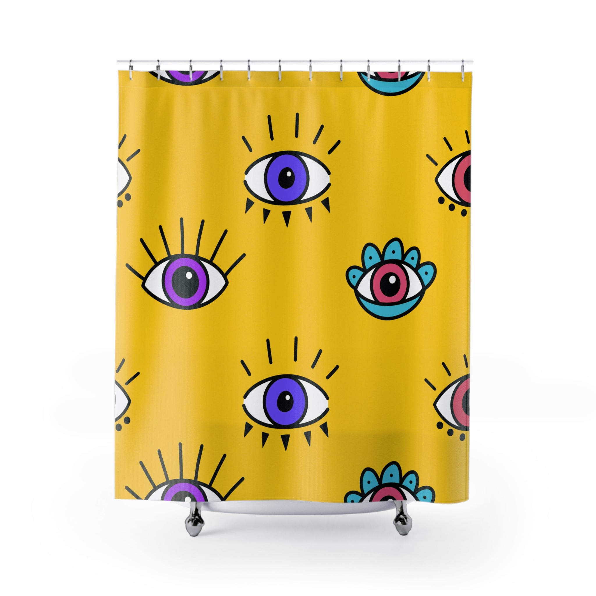 Vibrant Eye-Patterned Shower Curtain | Boho Bathroom Decor, Unique Gift, Colorful Home Accessory, Festival Vibe