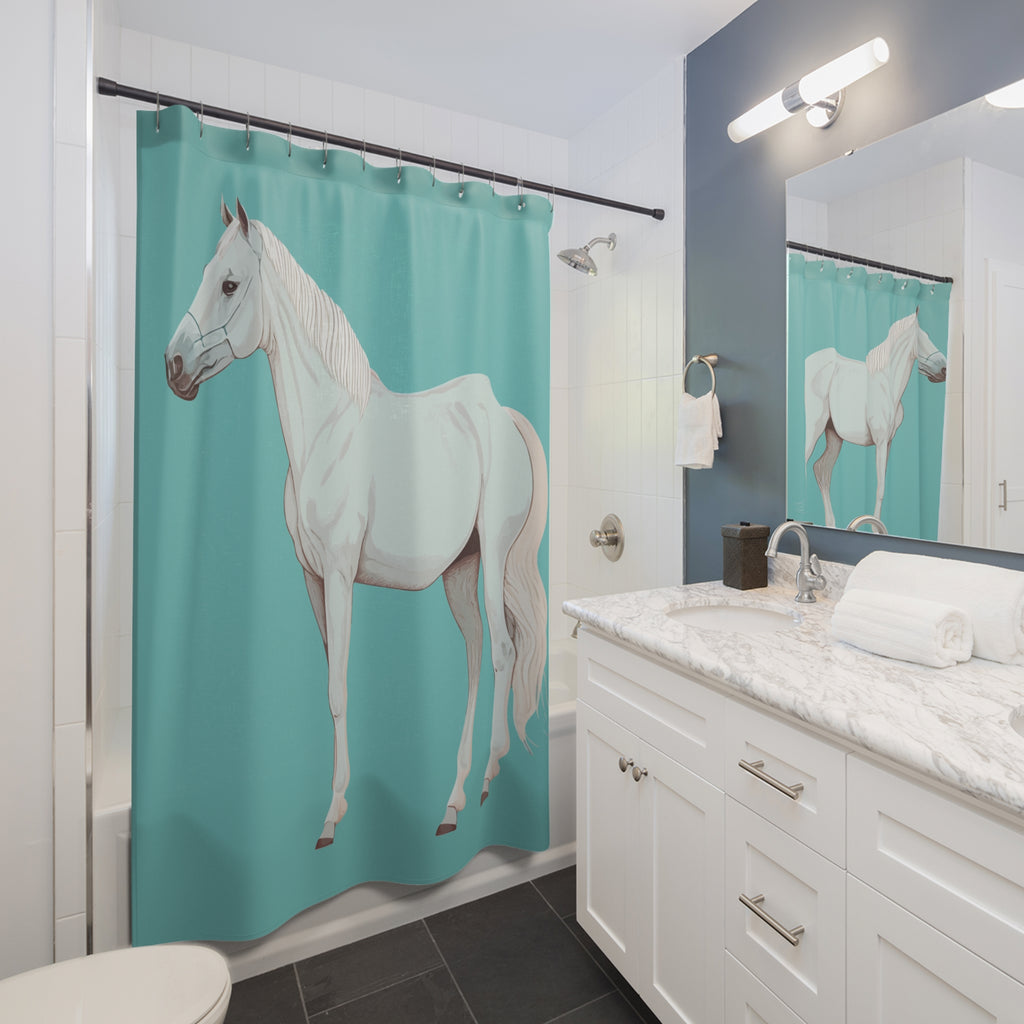 Equestrian Style Shower Curtain, Horse Lover Decor, Farmhouse Bathroom, Rustic Home Accents, Unique Gift for Riders