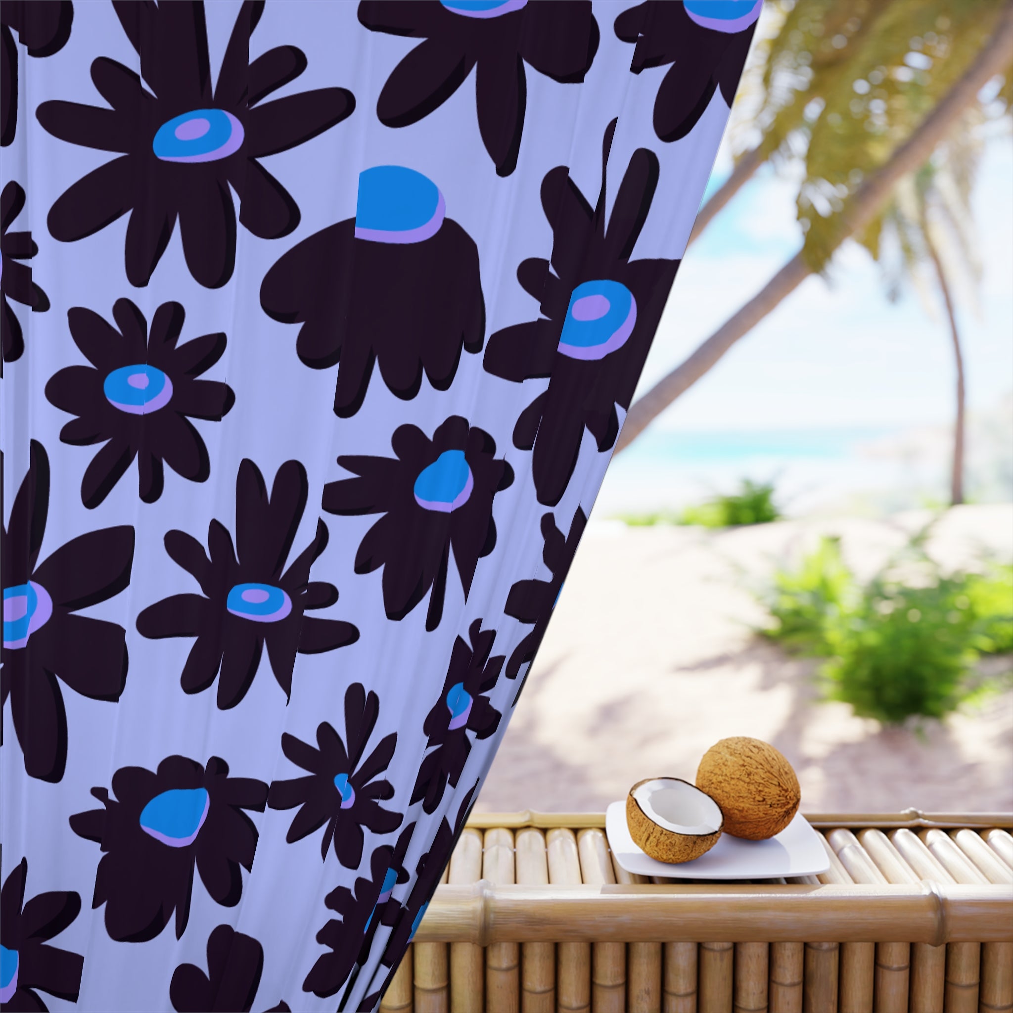 Daisy Field Gothic Pattern Blackout Window Curtain