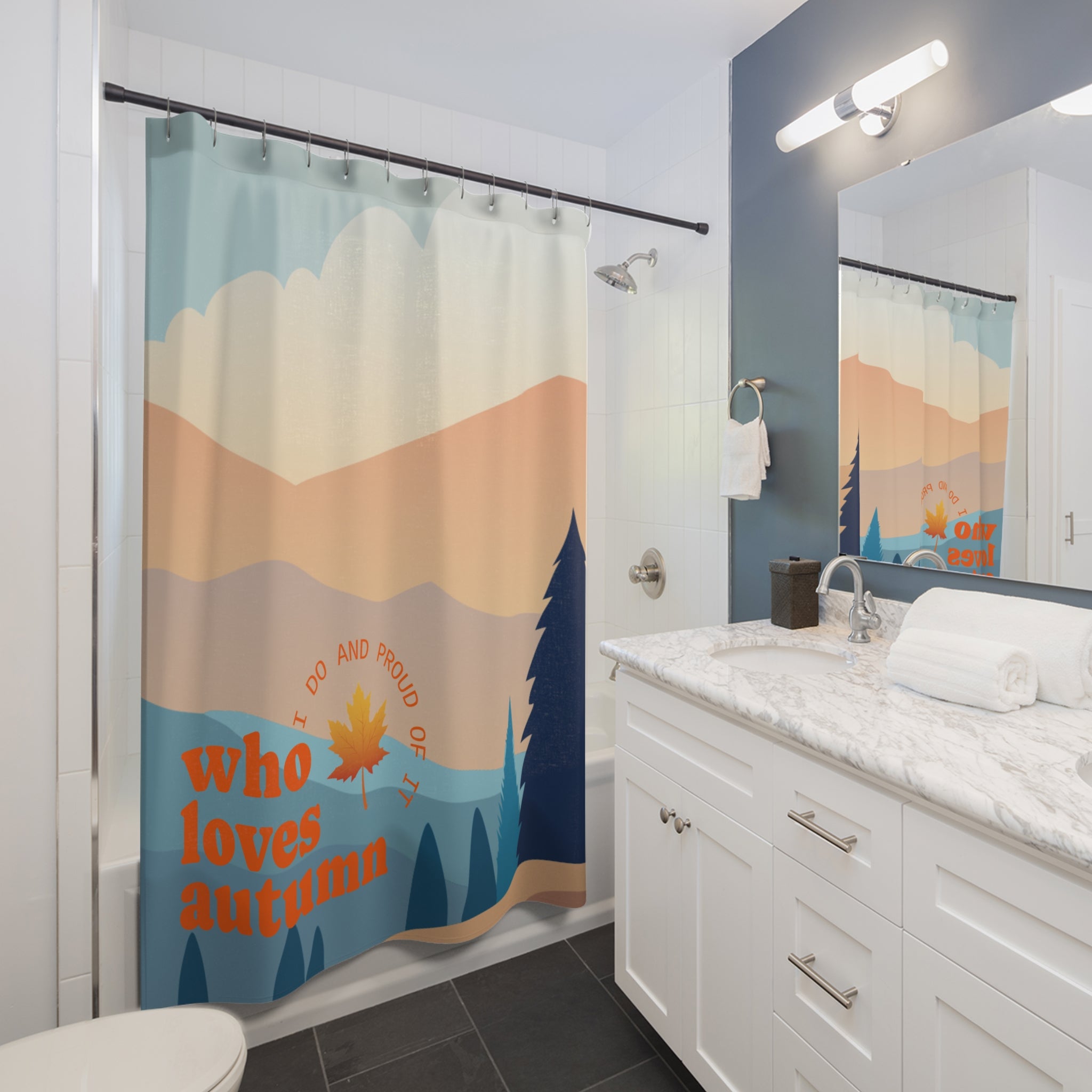Autumn Vibes Shower Curtain – Nature Lover Decor, Fall Bathroom, Unique Gift, Rustic Home, Seasonal Decor