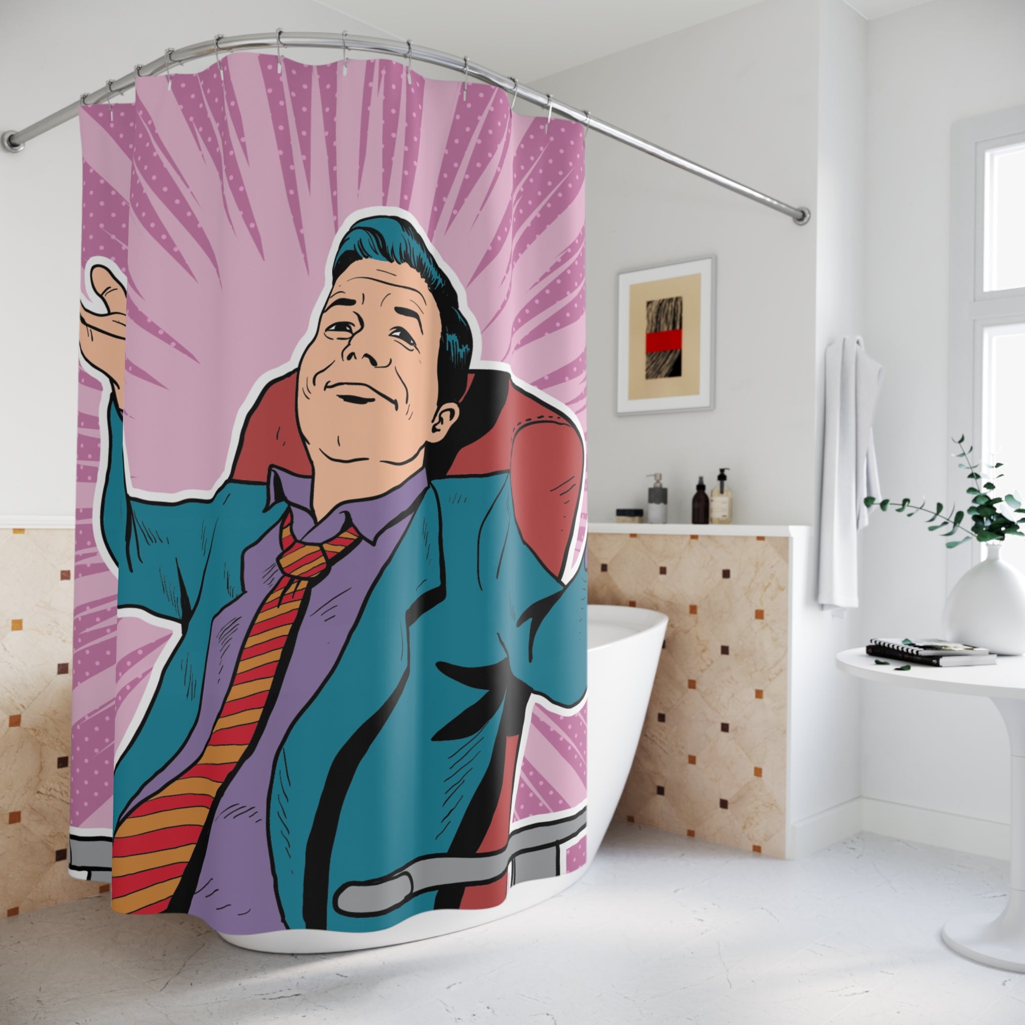 Comic-Inspired Shower Curtain, Fun Bathroom Decor, Retro Style, Unique Gift for Him or Her, Bathroom Accessory, Quirky Home Decor