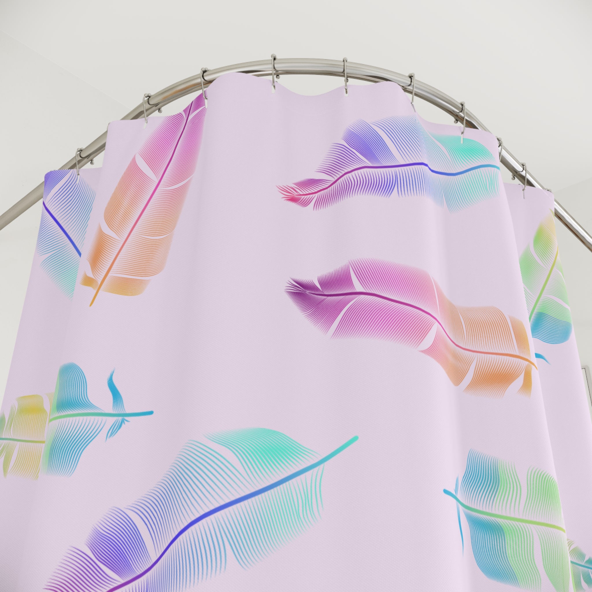 Boho Rainbow Feather Shower Curtain