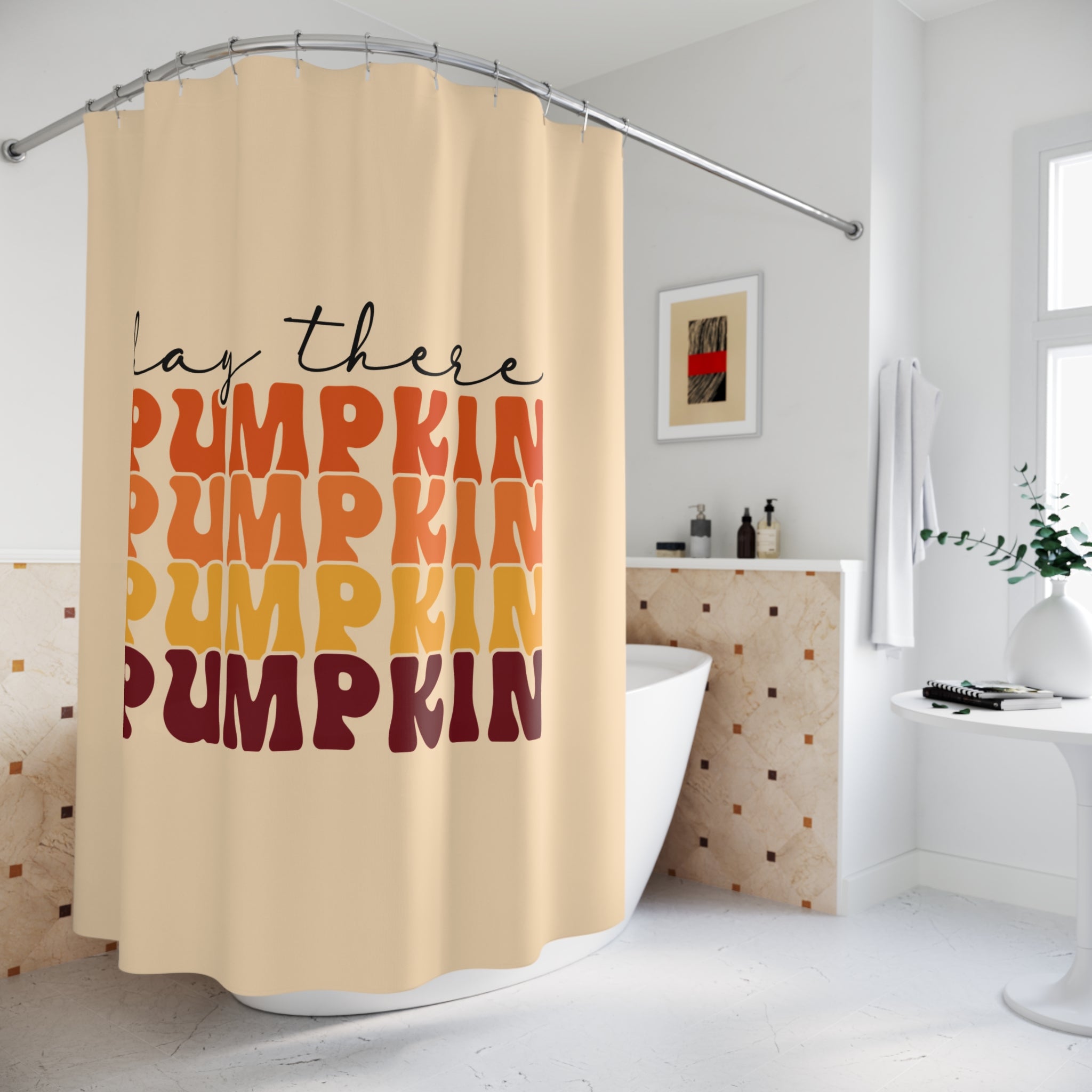 Fall Pumpkin Shower Curtain, Autumn Bathroom Decor, Seasonal Home Accessory, Harvest Decoration, Thanksgiving Gift