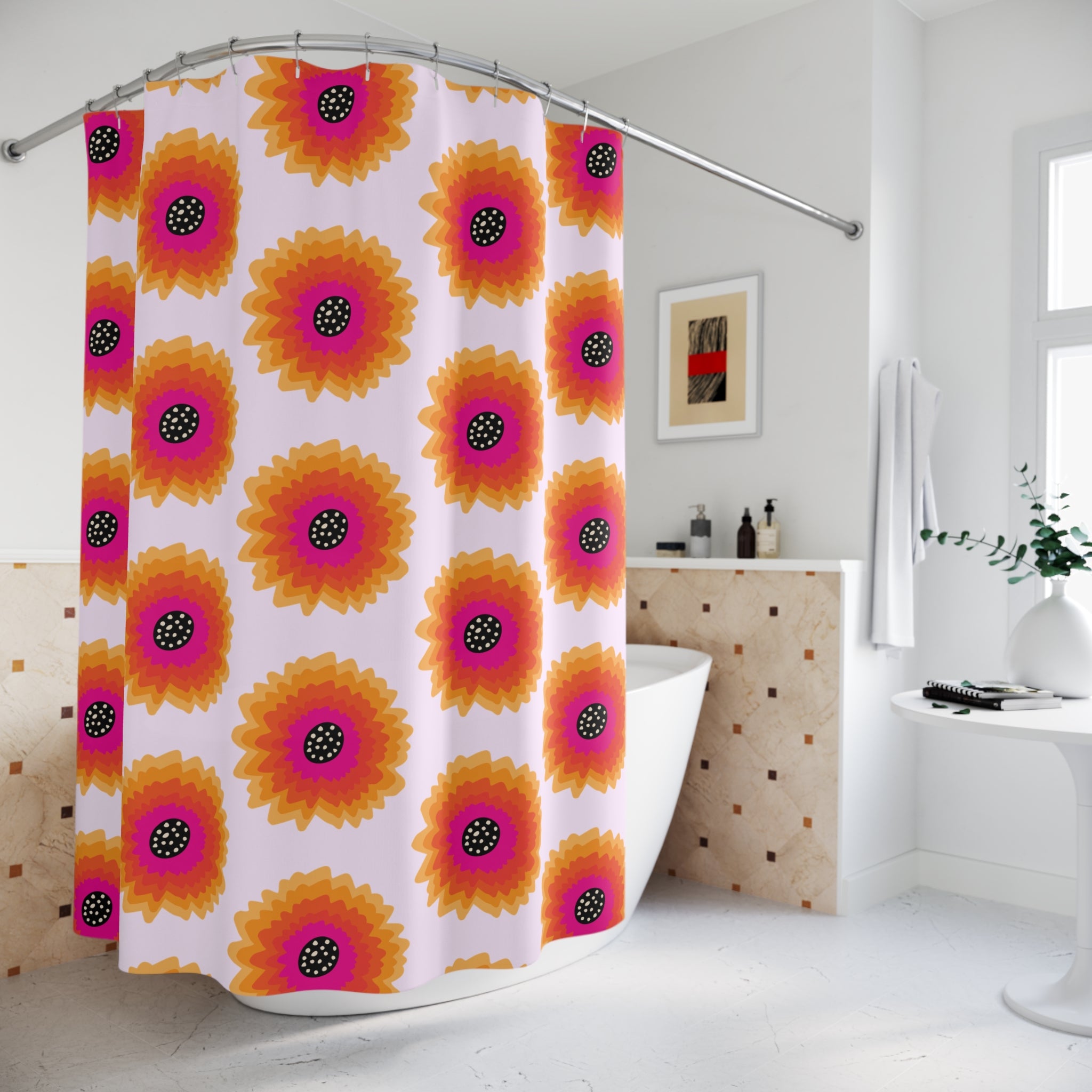 Bright Floral Shower Curtain, Modern Boho Bathroom Decor, Colorful Home Accents, Gift for Her, Spring Decor