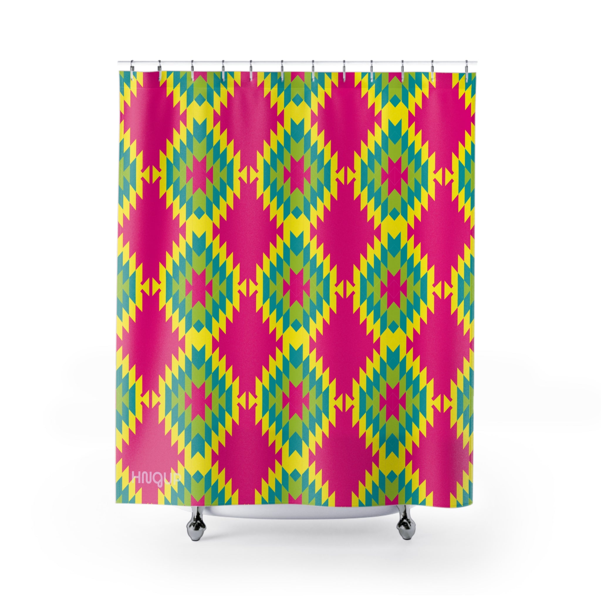 Mexican Folklore Blanket Pattern Vibrant Geometric Shower Curtains, Colorful Bathroom Decor, Boho Chic Home Accessory, Gift for Her, Fun Party Decoration