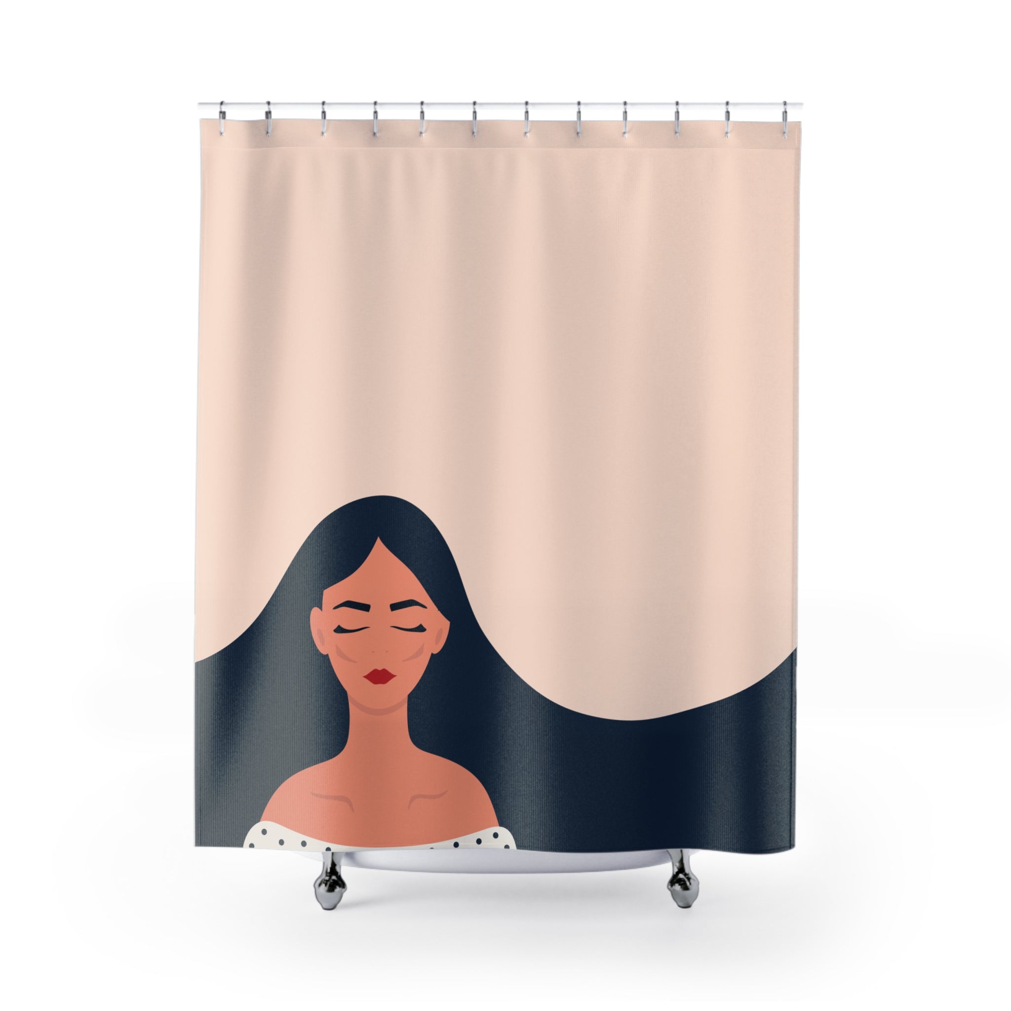 Serene Woman Shower Curtains with Minimalist Design, Aesthetic Home Decor, Relaxing Bathroom Vibe, Gift for Her, Spa Inspired