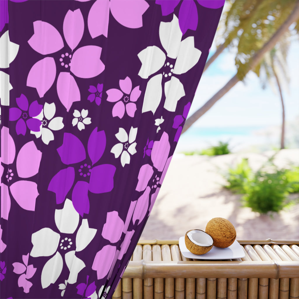 Peach Blossom Purple Pattern Blackout Window Curtain