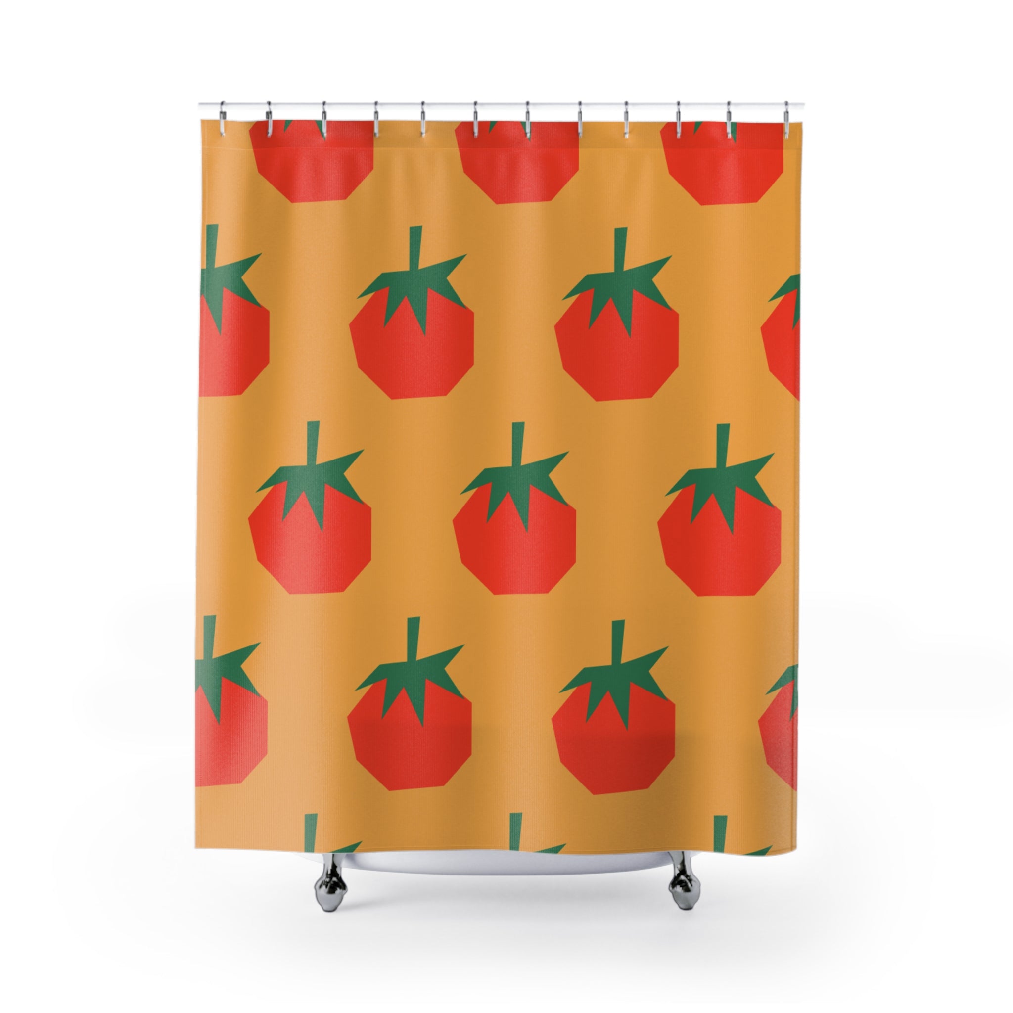 Vibrant Tomato Pattern Shower Curtain, Farmhouse Decor, Kitchen Style, Spring Decor, Fun Bathroom Accessory