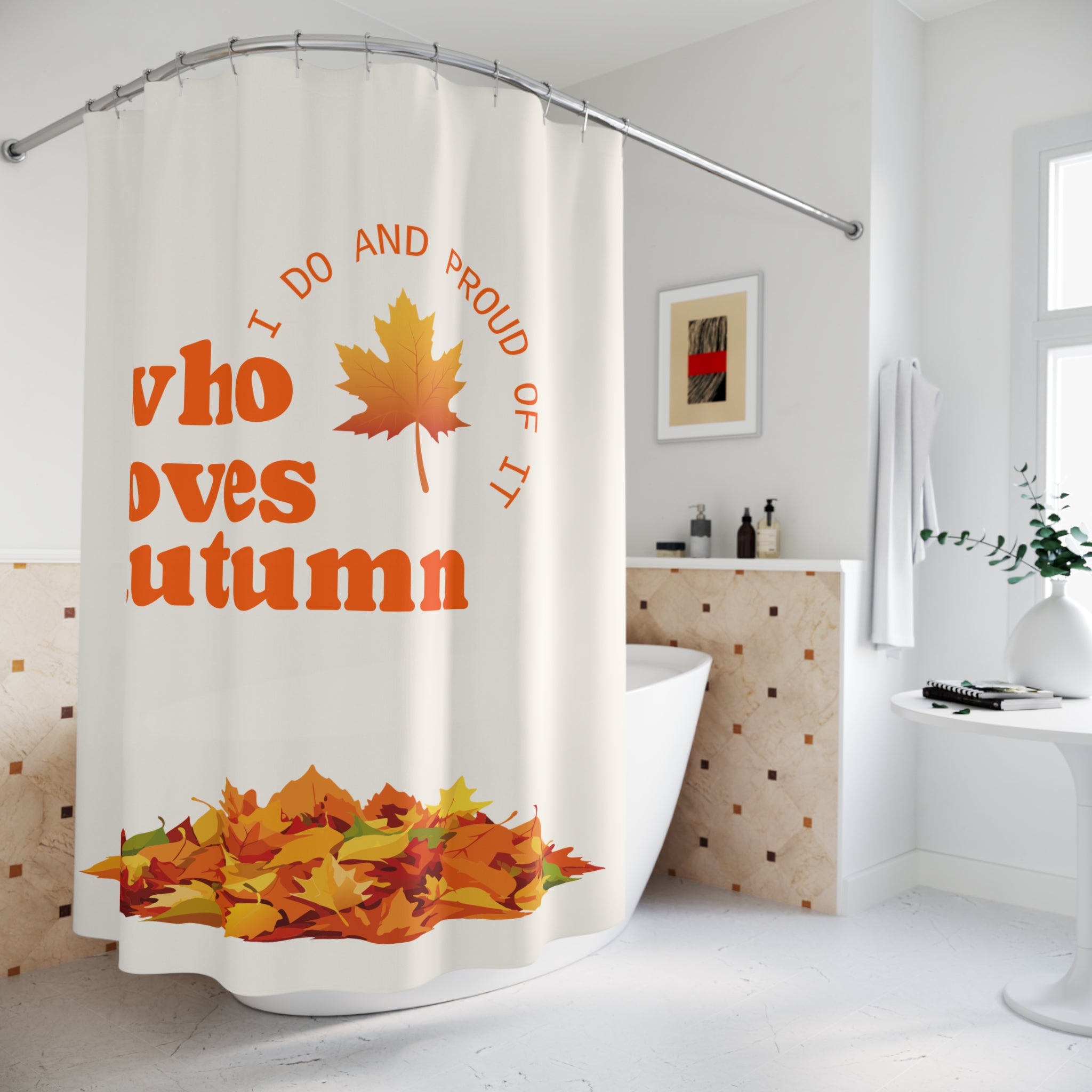 Autumn Leaves Shower Curtain, Fall Home Decor, Thanksgiving Bathroom Decor, Seasonal Shower Curtain, Leaf Print Shower Curtain