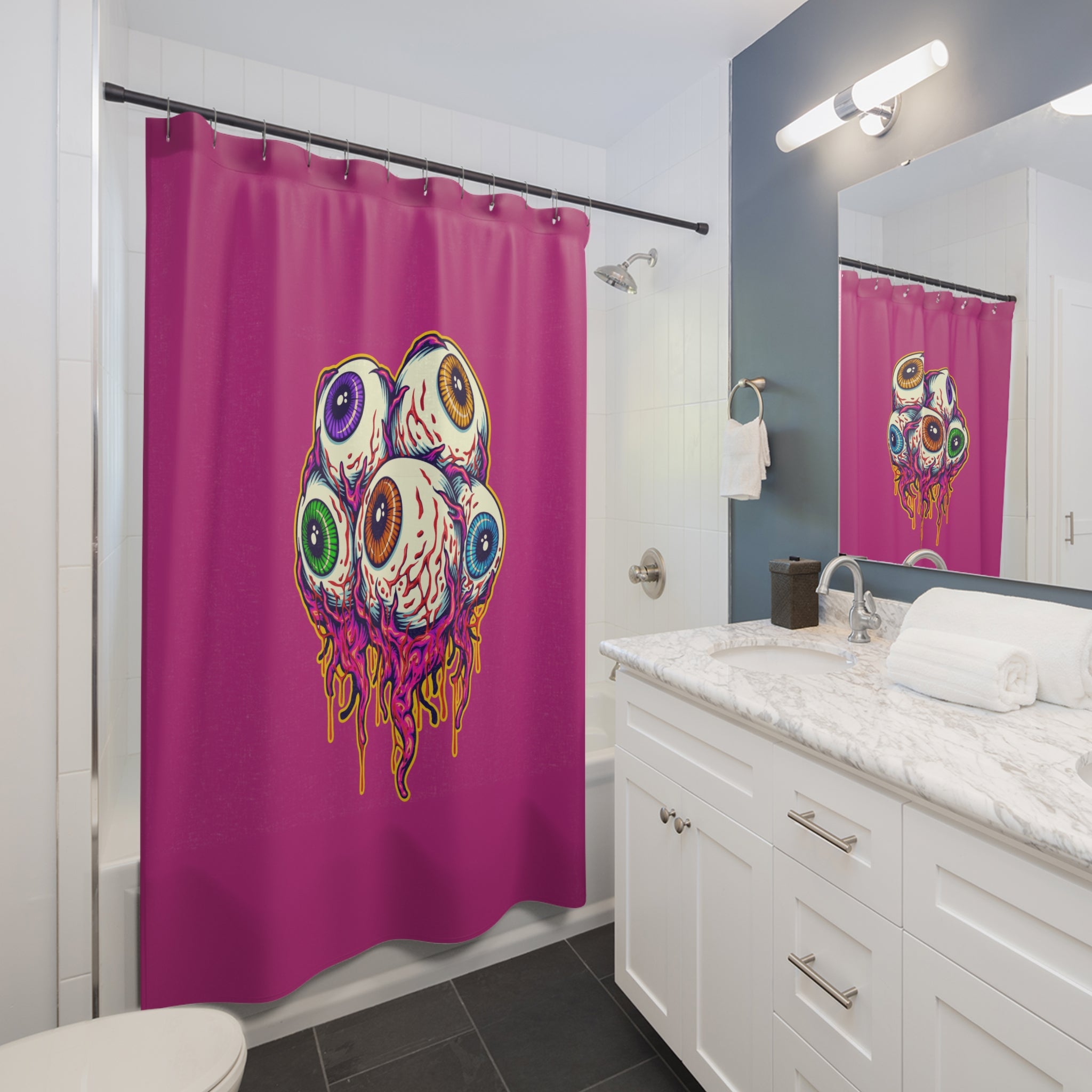 Eye-Catching Horror Shower Curtain, Gothic Bathroom Decor, Spooky Halloween, Unique Gift, Home and Living