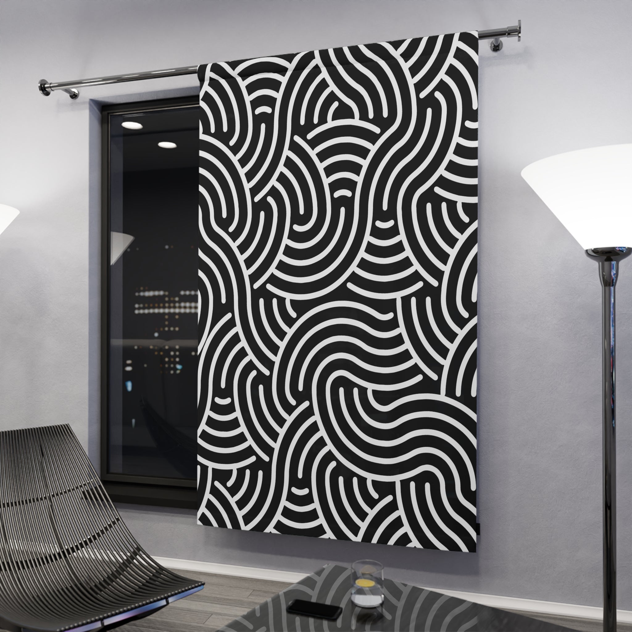 No Rules Black & White Pattern Blackout Window Curtain