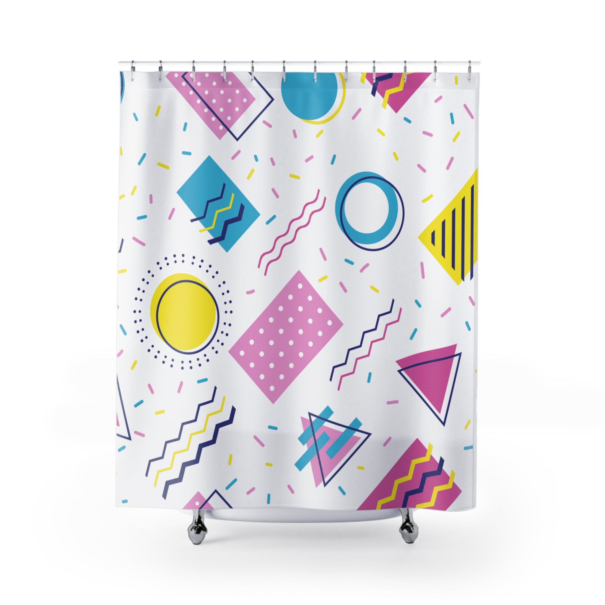 90s Style Geometric Pattern Shower Curtain