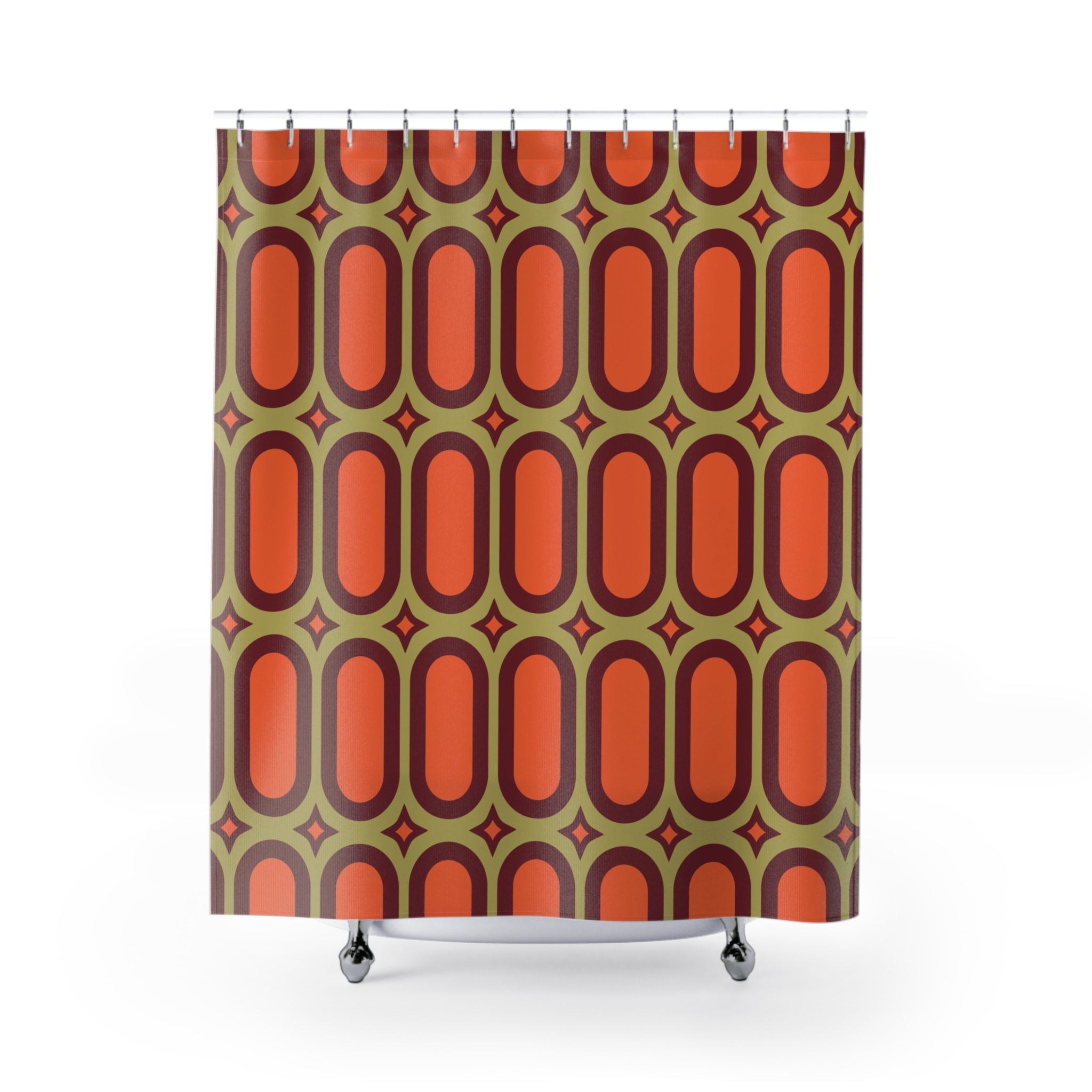 Retro Oval Things Geometric Shower Curtain