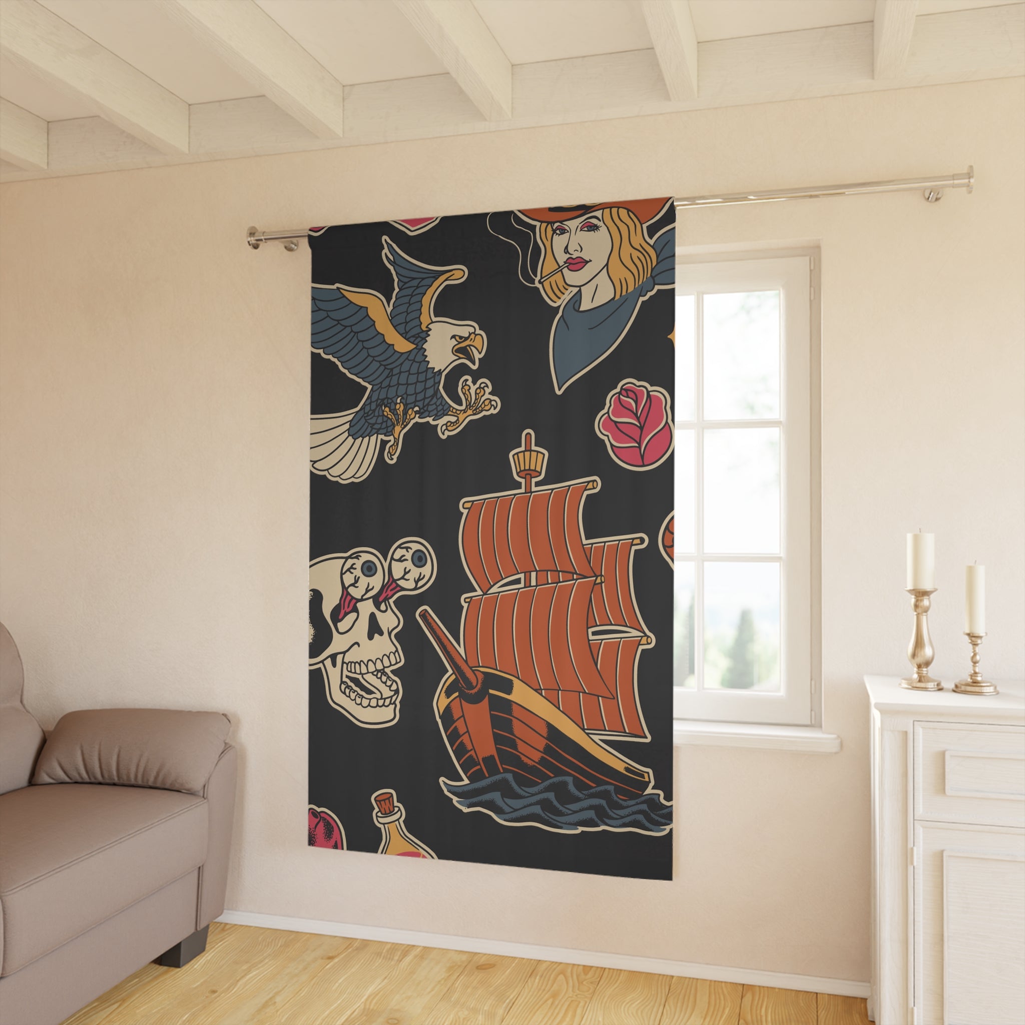 Bad Boys Love Bad Girls Pattern Blackout Window Curtain