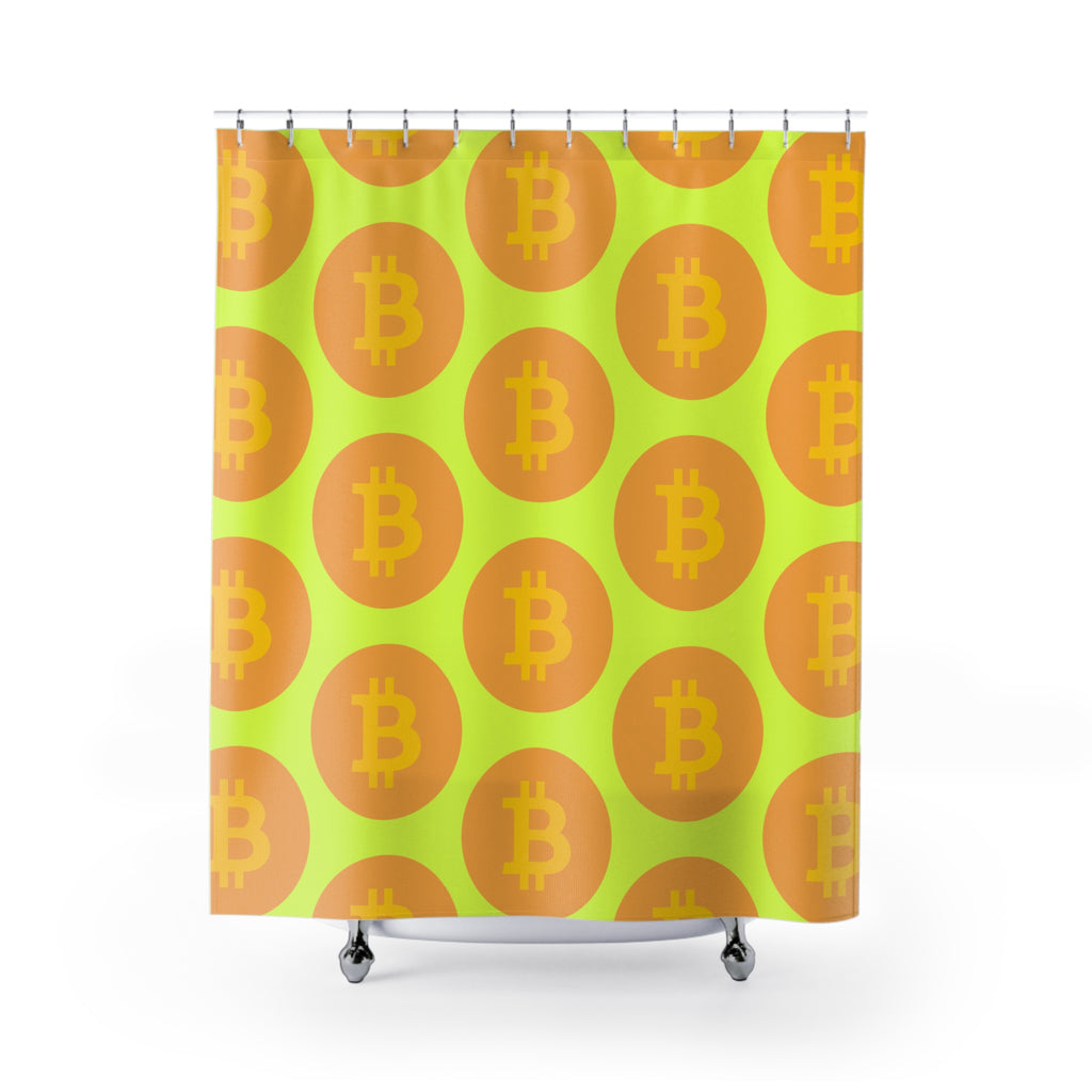 Bitcoin Pattern Shower Curtain - Vibrant Bathroom Decor, Cryptocurrency Gift, Financial Themed Home, Modern Waterproof Curtain, Unique