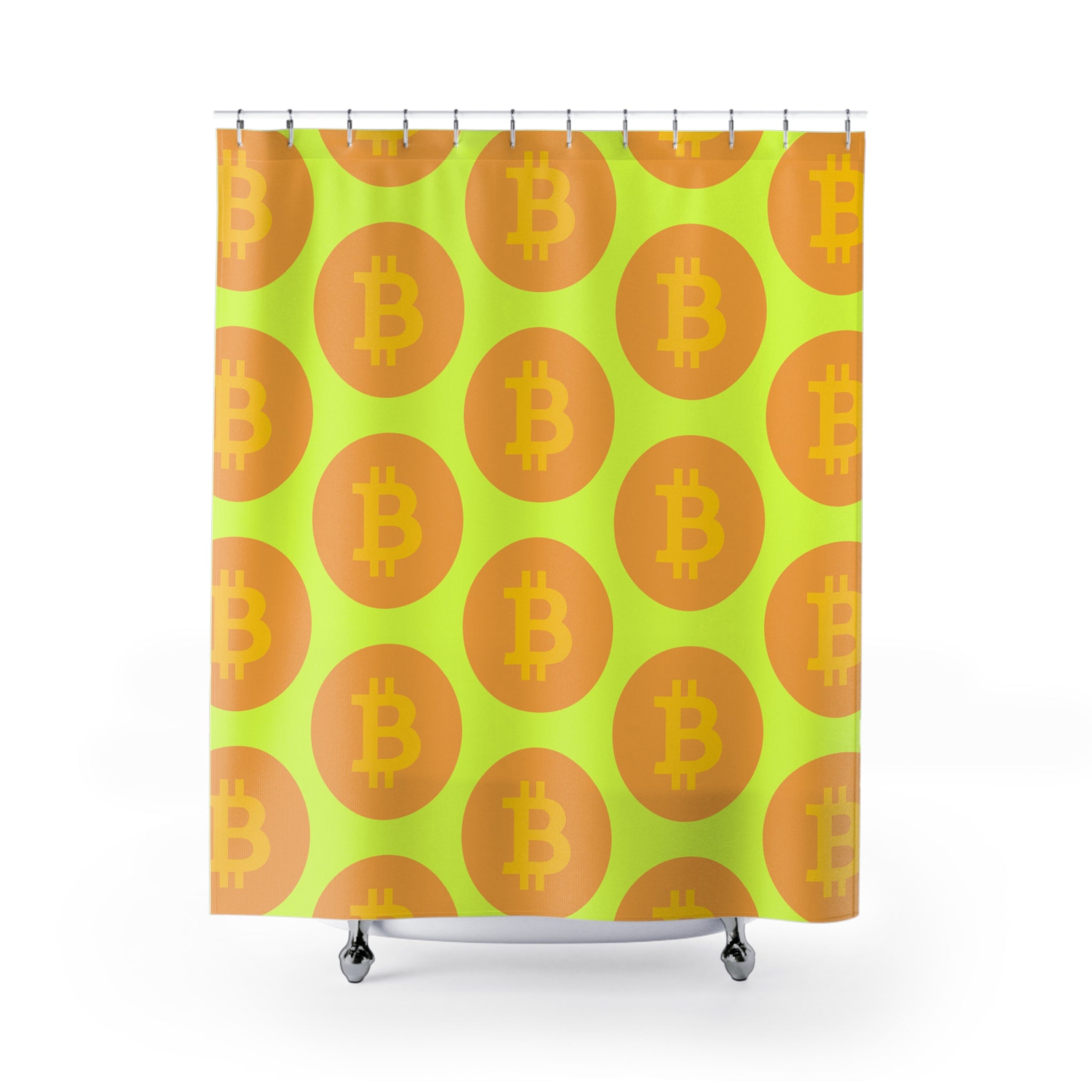 Bitcoin Pattern Shower Curtain - Vibrant Bathroom Decor, Cryptocurrency Gift, Financial Themed Home, Modern Waterproof Curtain, Unique