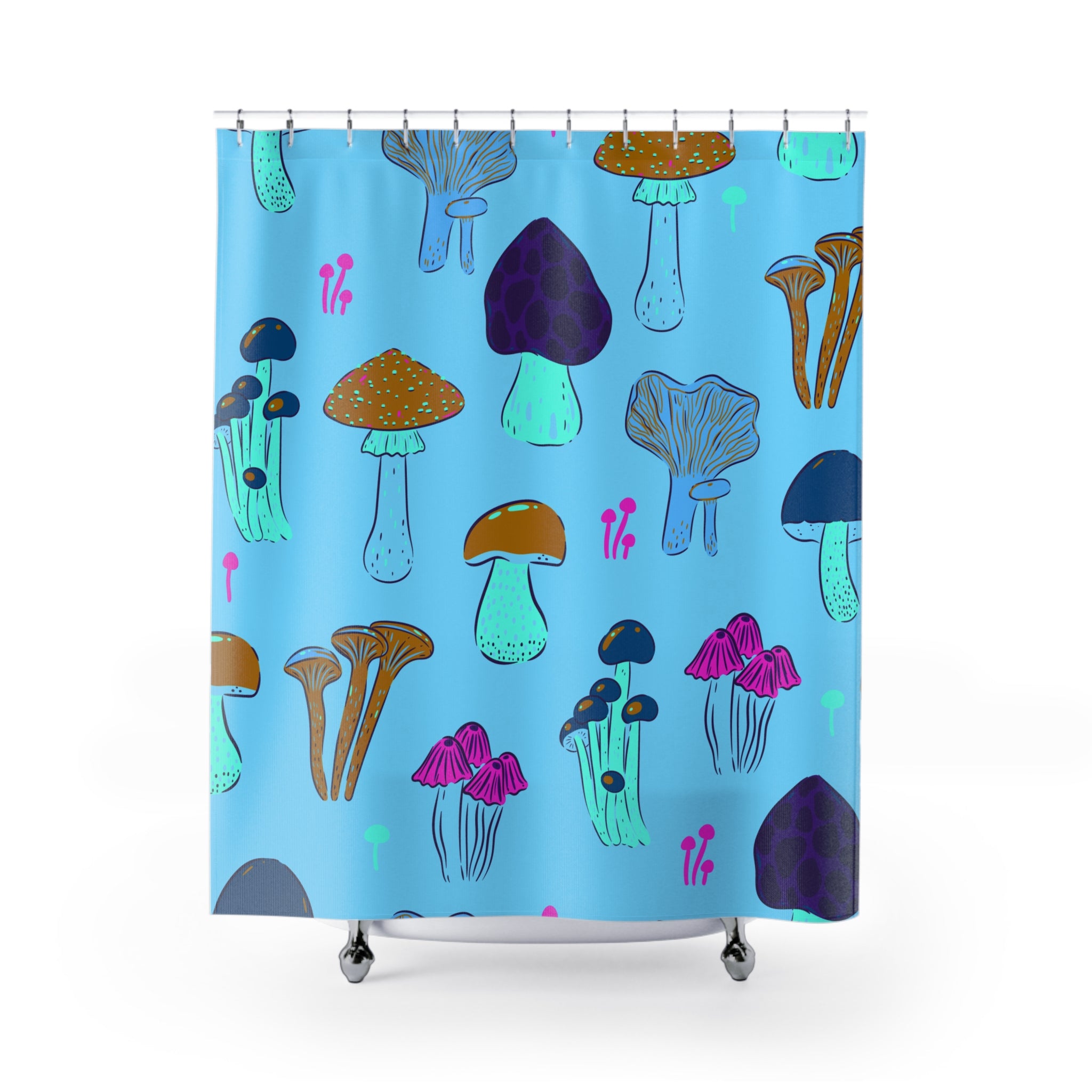 So Much Shroom Blue Shower Curtain