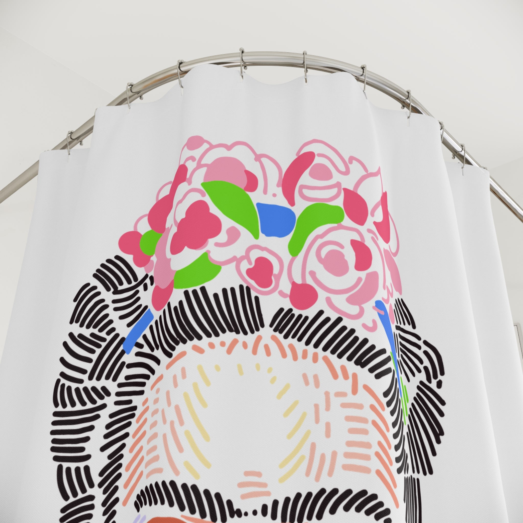 Frida Kahlo Inspired Shower Curtain, Bohemian Bathroom Decor, Artistic Shower Curtain, Unique Gift, Colorful Home Accent