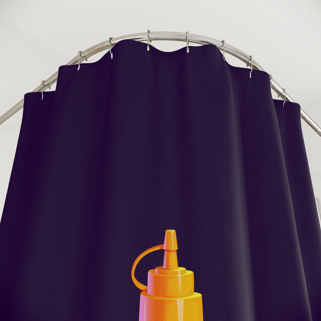 Single Like a Mustard Bottle Shower Curtain, Funky Bathroom Decor, Foodie Gift, Kitchen Vibe, Unique Home Accessory, Fun Shower Curtain