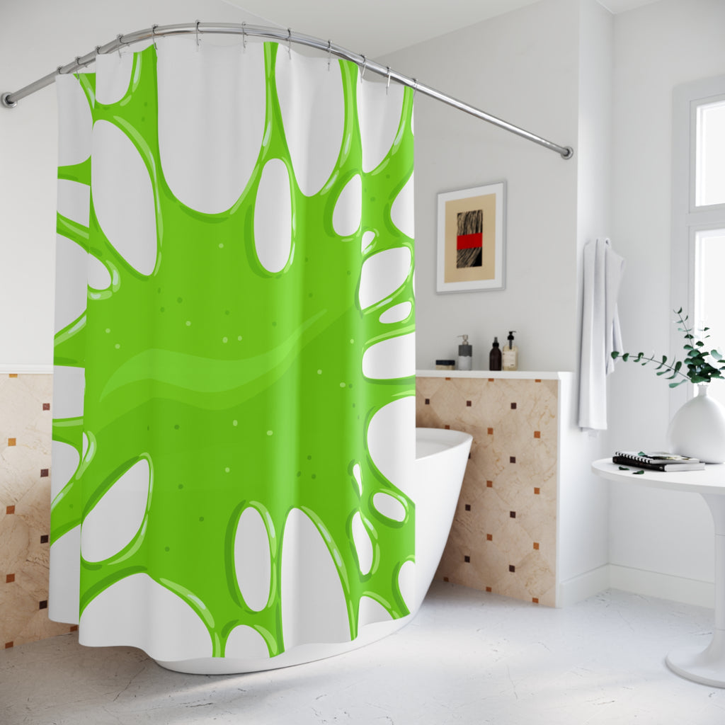 Vibrant Green Slimy Splash Shower Curtain