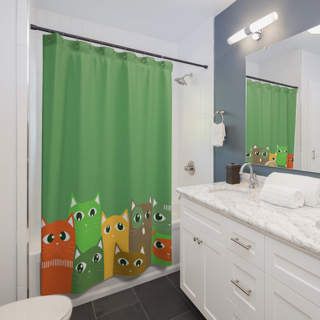 Curious Group of Shady Cats Shower Curtain