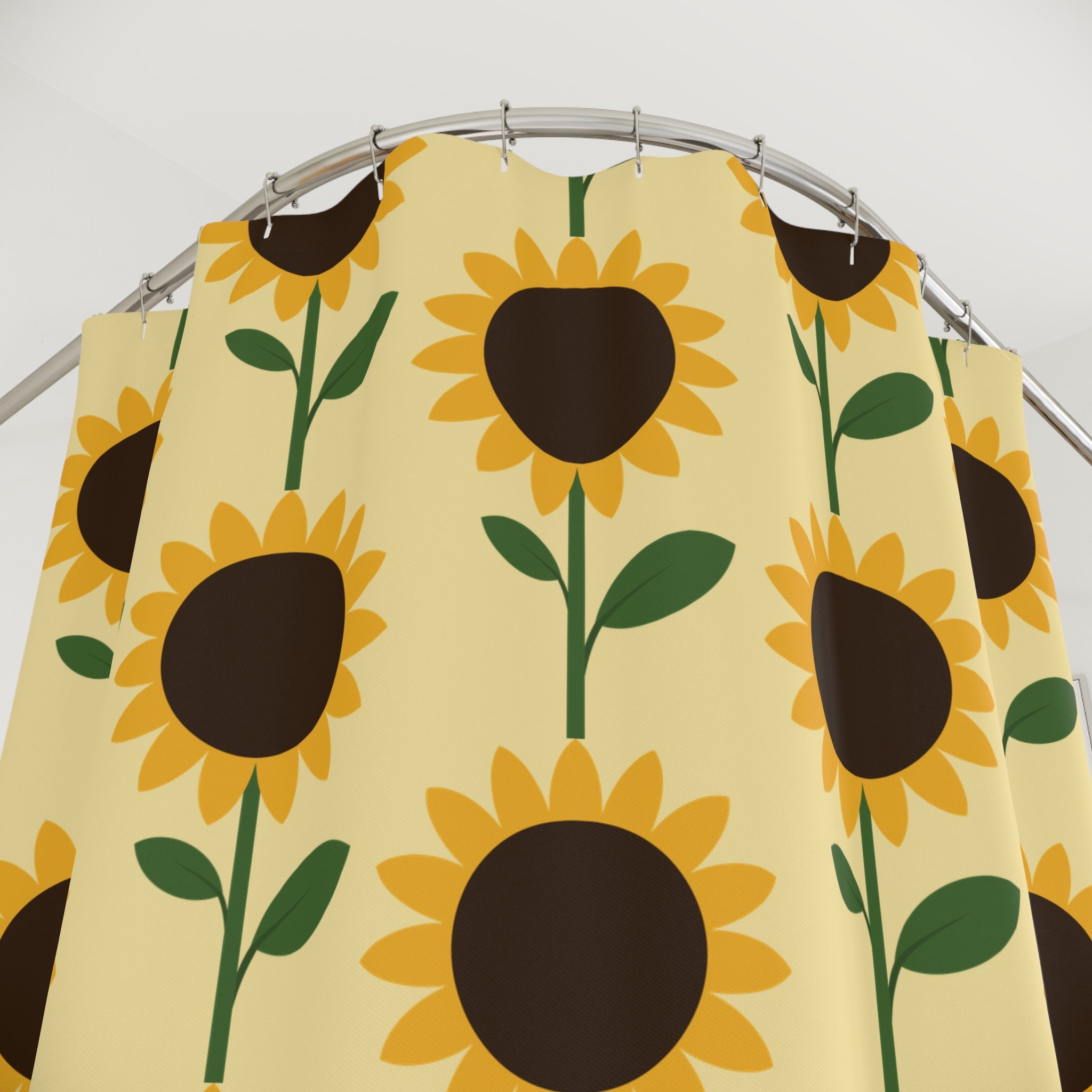 Sunny Floral Shower Curtain - Bright Bathroom Decor, Sunflower Pattern, Home Essential, Gift for Garden Lovers, Spring Decor