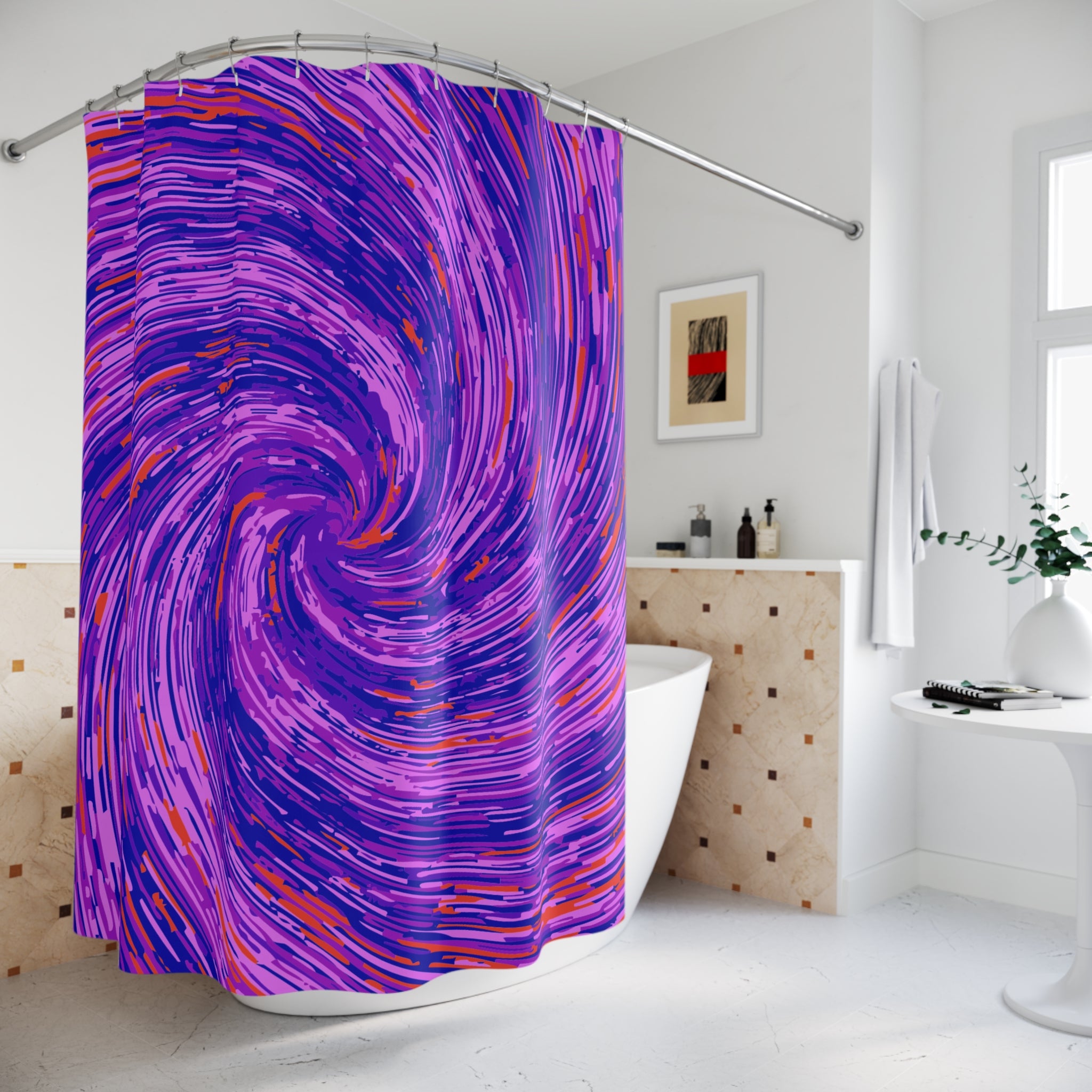 Abstract Pink Swirly Pattern Temple Shower Curtain
